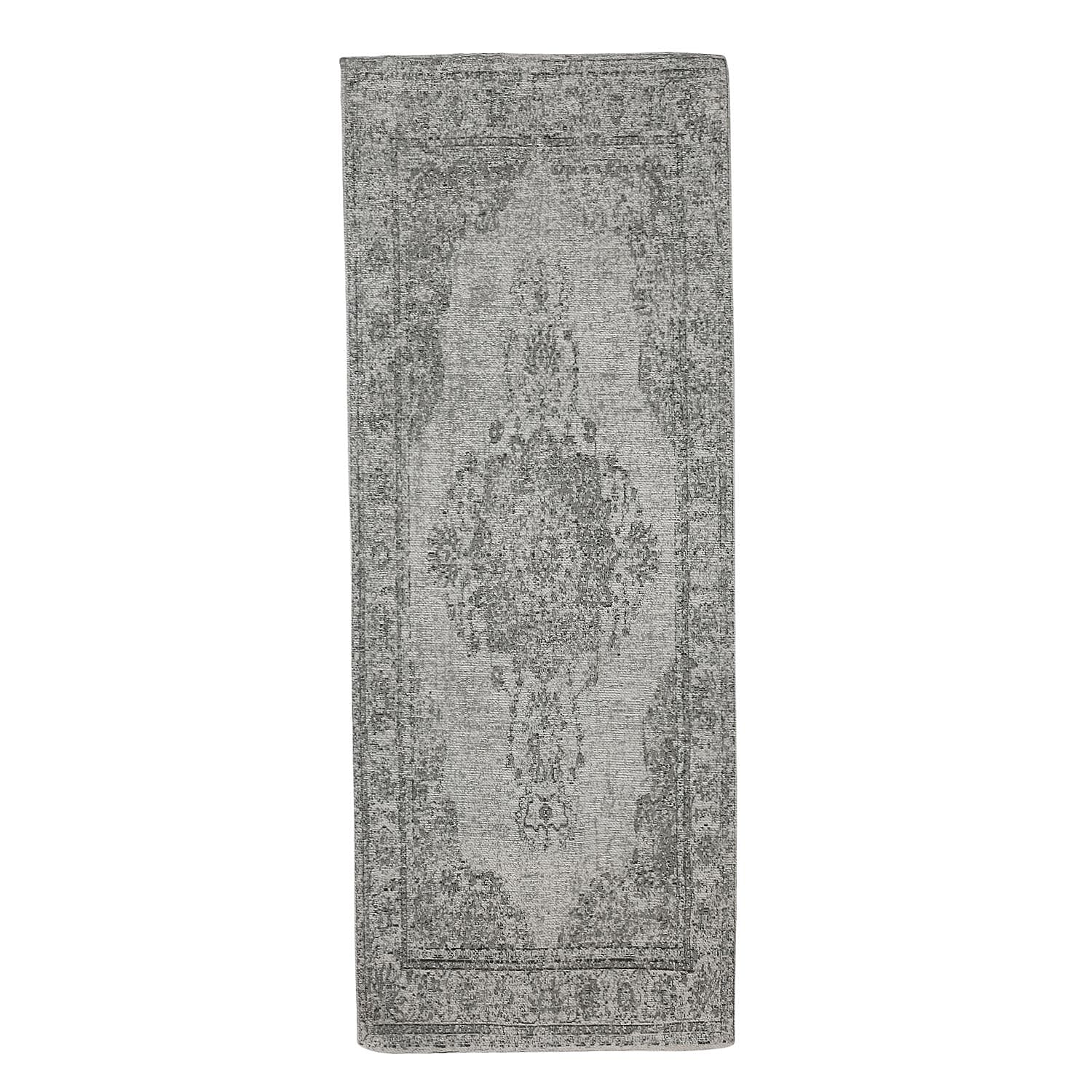 Cotton Jacquard Rug and Door Mat (Size 80x1 cm) - Grey & Multicolor