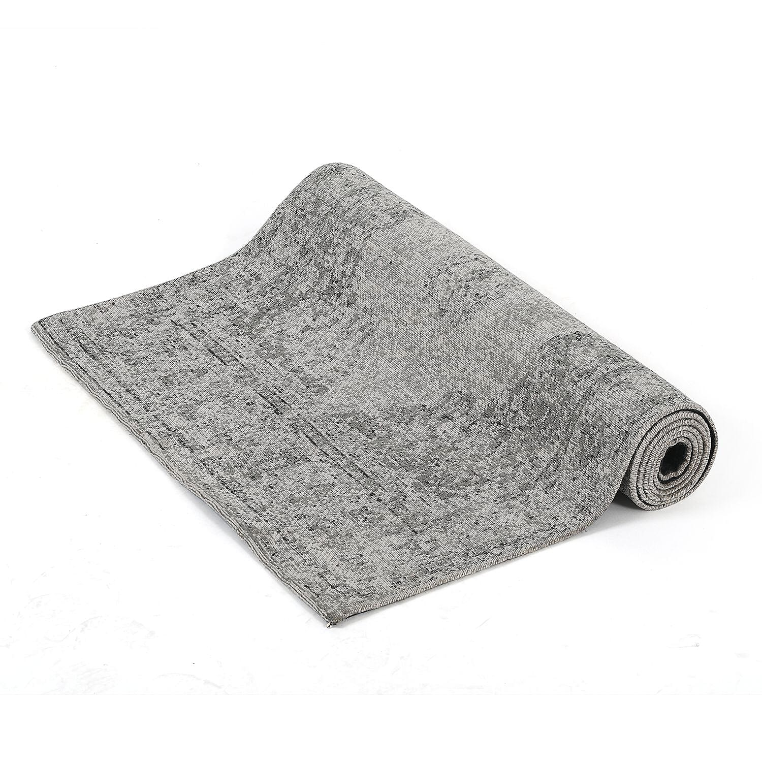 Cotton Jacquard Rug and Door Mat (Size 80x1 cm) - Grey & Multicolor