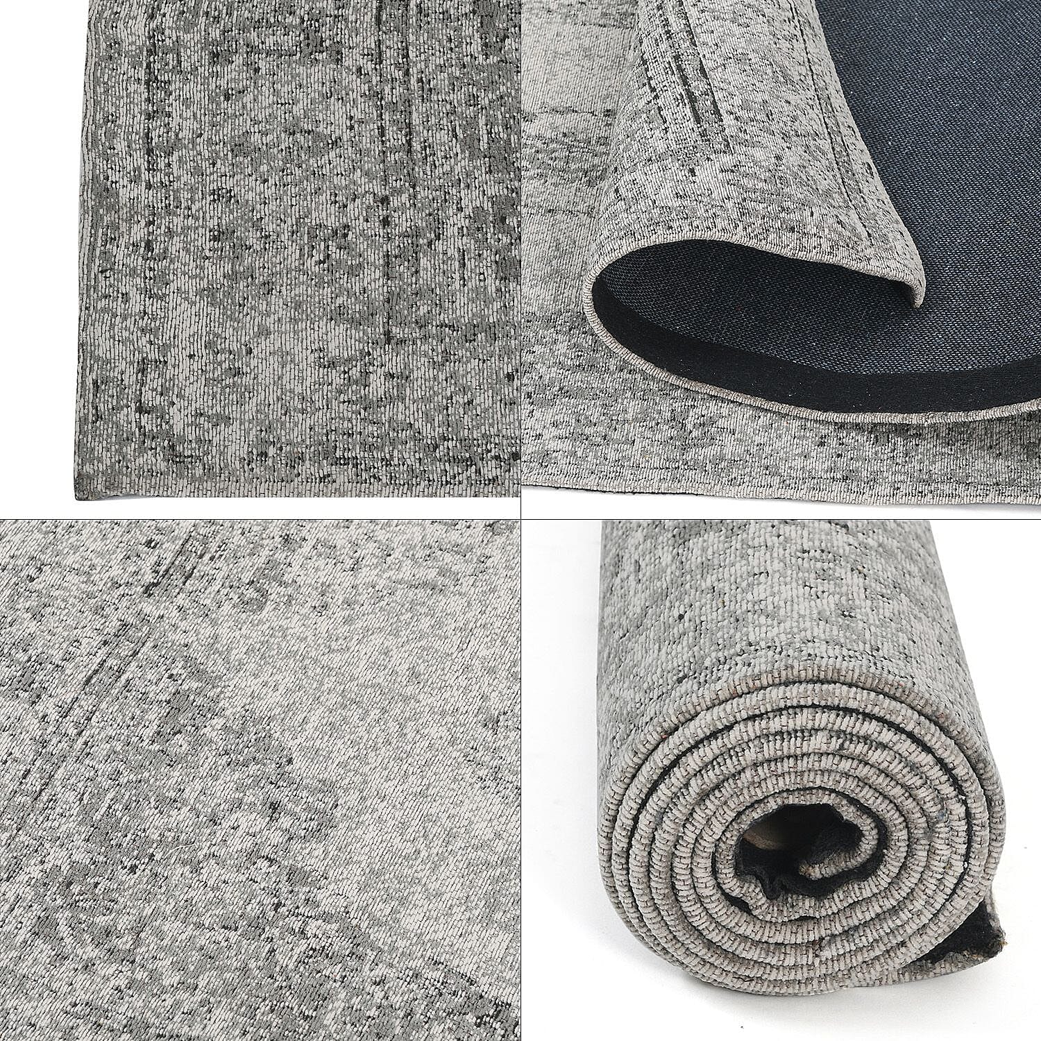 Cotton Jacquard Rug and Door Mat (Size 80x1 cm) - Grey & Multicolor