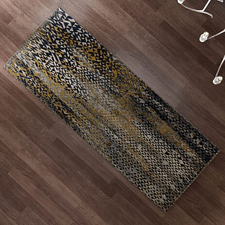 Jacquard Woven Rug with Backing (Size 200x80 cm) - Blue