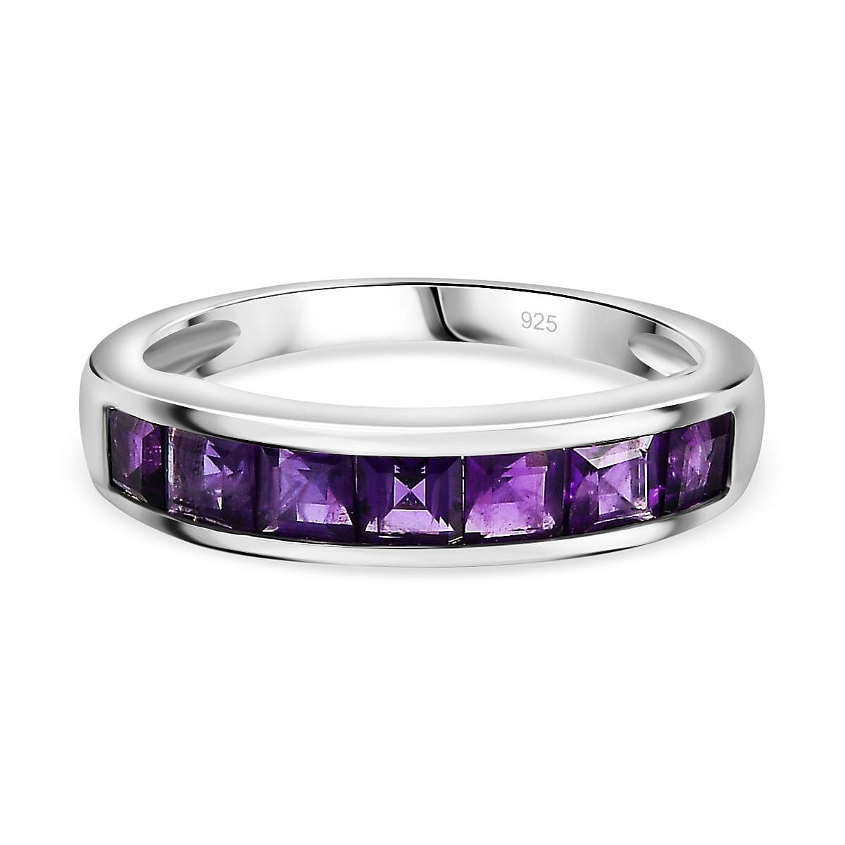 African Amethyst  Ring in Platinum Overlay Sterling Silver 1.76 ct