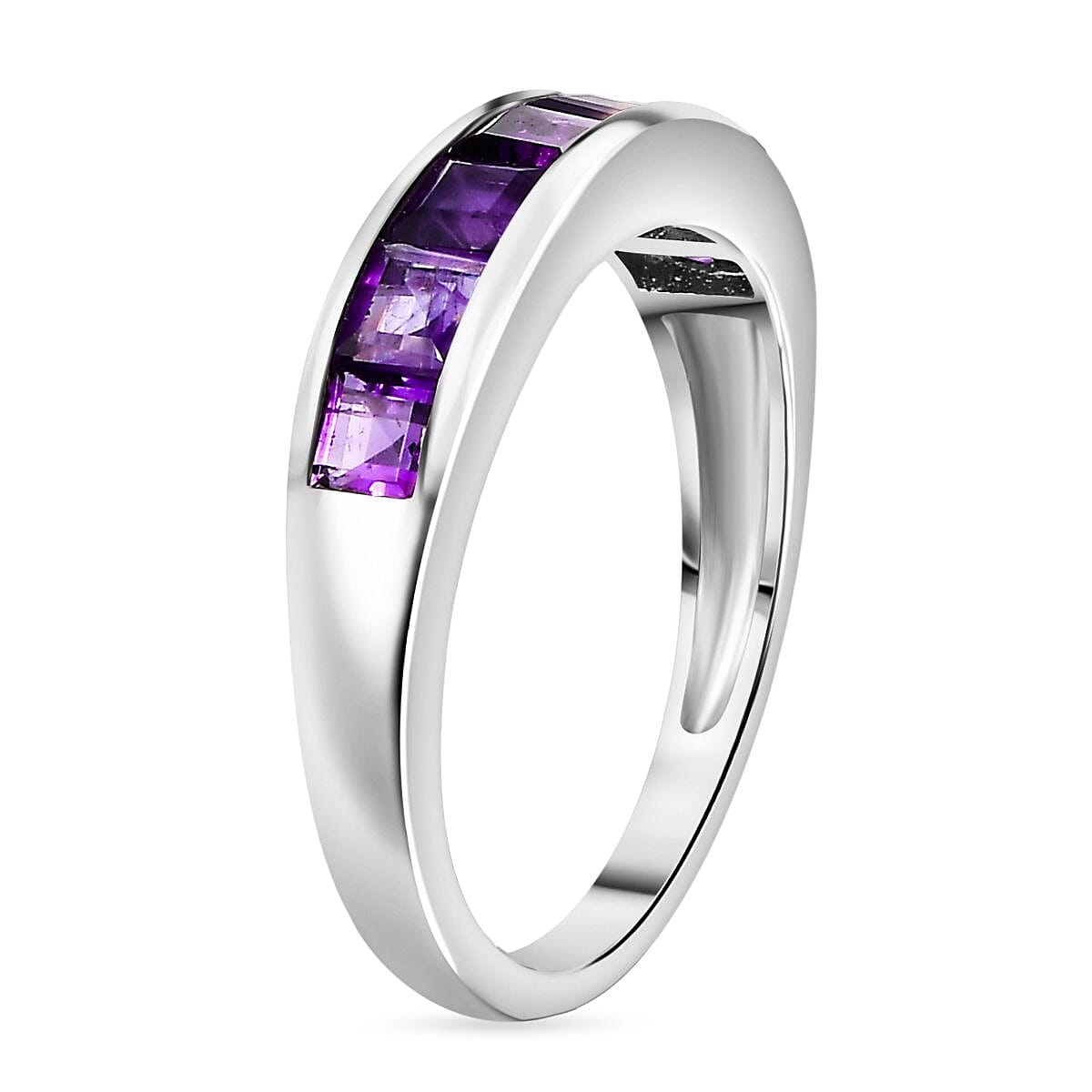 African Amethyst  Ring in Platinum Overlay Sterling Silver 1.76 ct