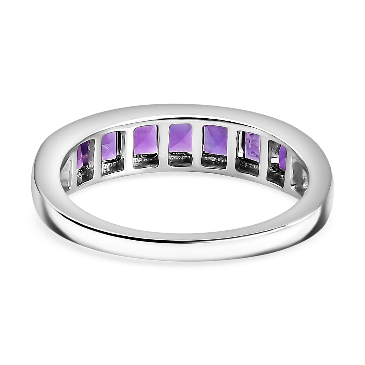 African Amethyst  Ring in Platinum Overlay Sterling Silver 1.76 ct