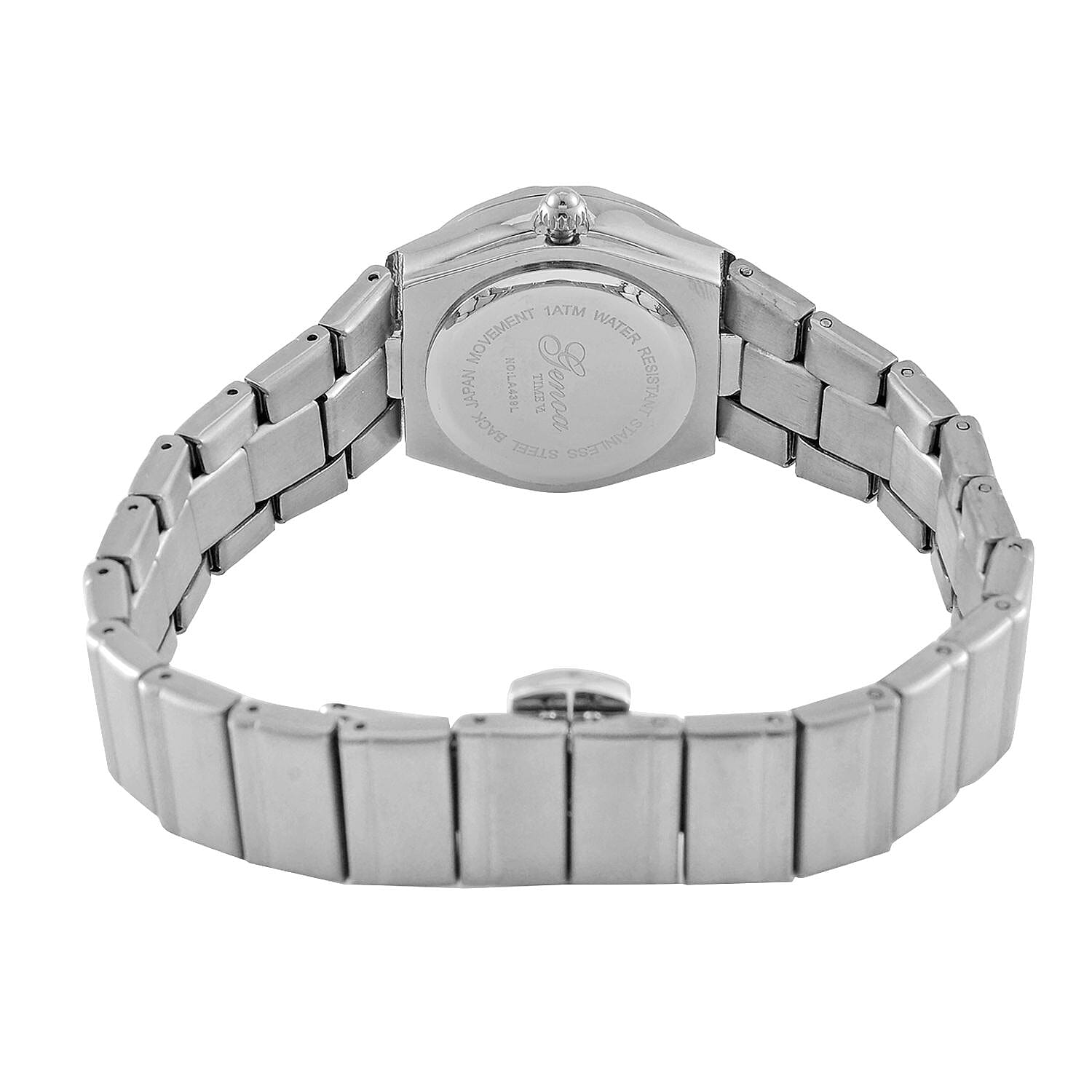 Designer Inspired- GENOA TIME V2 Japanese Movt. Crystal Studded White Dial Watch with Stainless Steel Chain Strap - Silver Designer Inspired- GENOA TIME V2 Japanese Movt. Crystal Studded White Dial Watch with Stainless Steel Chain Strap - Silver