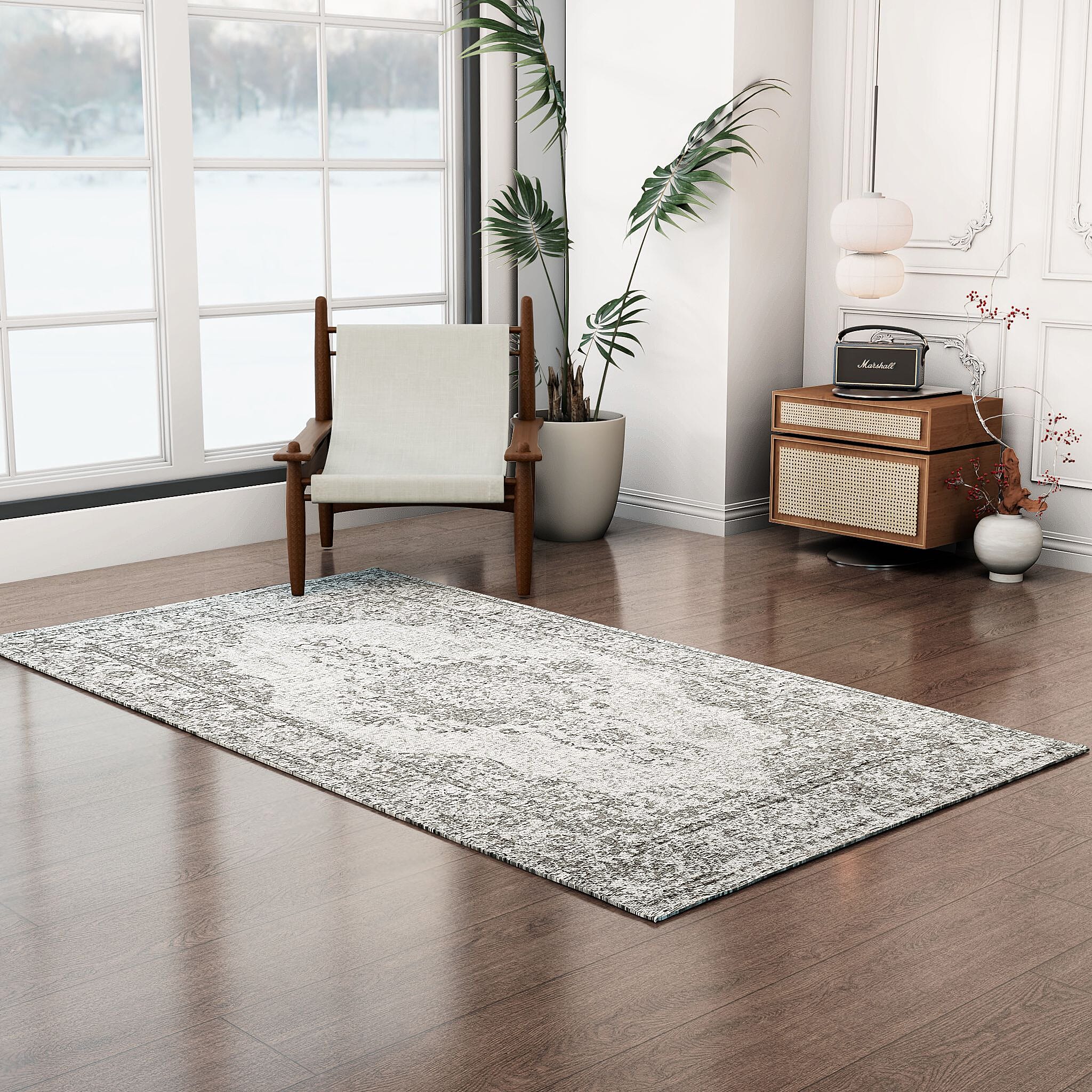 Cotton Jacquard Rug and Door Mat (Size 80x1 cm) - Grey & Multicolor