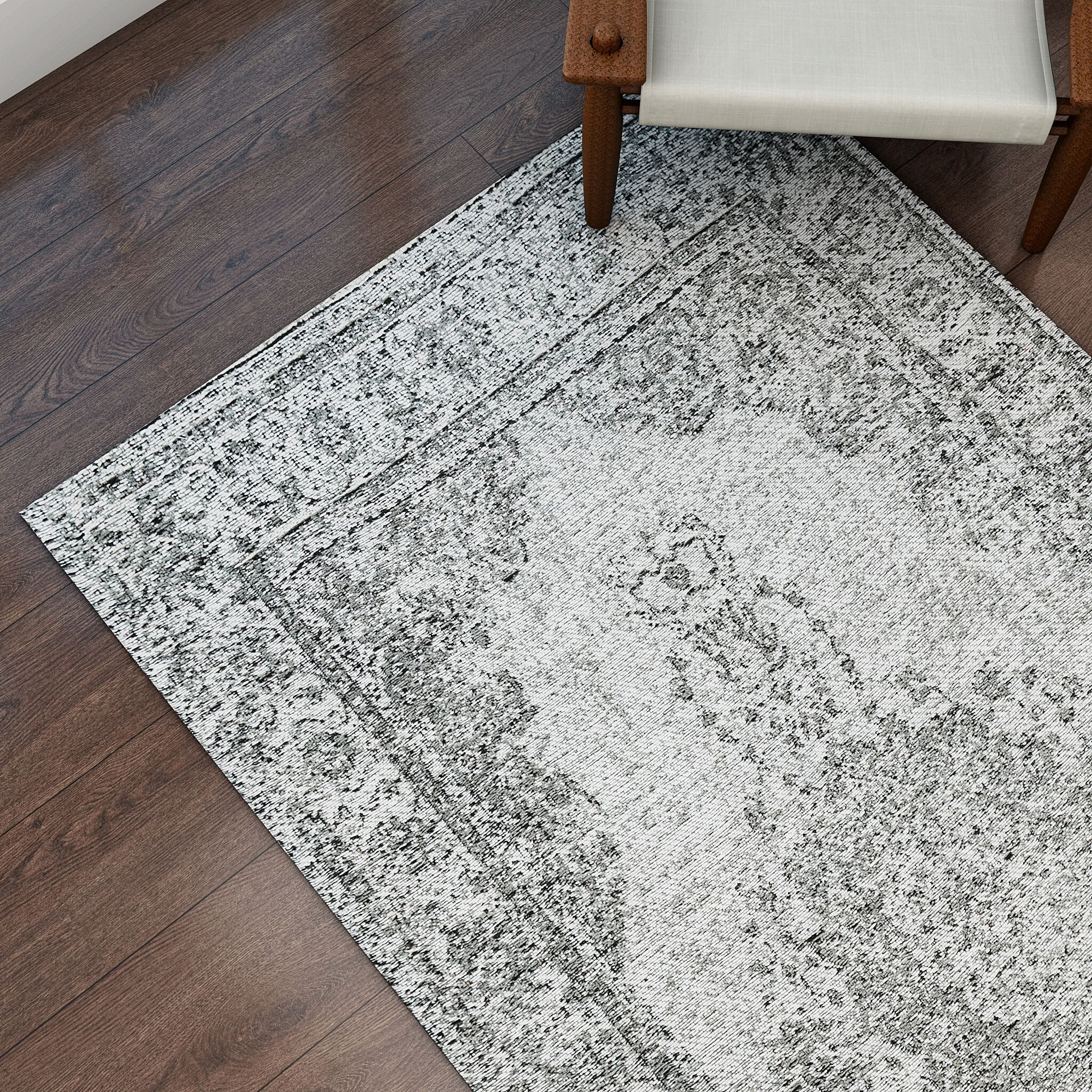 Cotton Jacquard Rug and Door Mat (Size 80x1 cm) - Grey & Multicolor