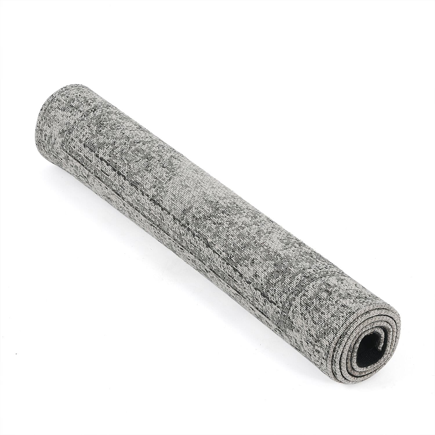 Cotton Jacquard Rug and Door Mat (Size 80x1 cm) - Grey & Multicolor