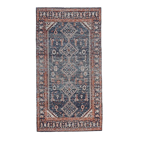 Jacquard Woven Rug with Backing (Size 150x80 cm) - Royal Blue