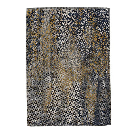 Cotton Jacquard Rug and Door Mat (Size 120x1 cm) - Blue & Multicolor