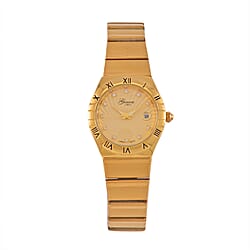 Designer Inspired- GENOA TIME V2 Japanese Movt. Crystal Studded White Dial Watch with Stainless Steel Chain Strap - Silver