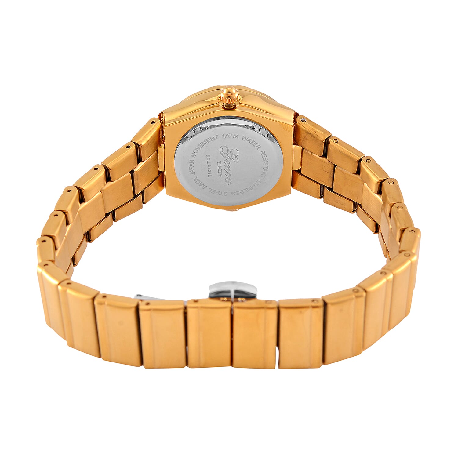 Designer Inspired - GENOA TIME V2 Japanese Movt. Crystal Studded Dial Watch with Stainless Steel Chain Strap  - Gold