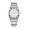 Designer Inspired - GENOA TIME V2 Japanese Movt. Crystal Studded White Dial Watch with Stainless Steel Chain Strap - Silver