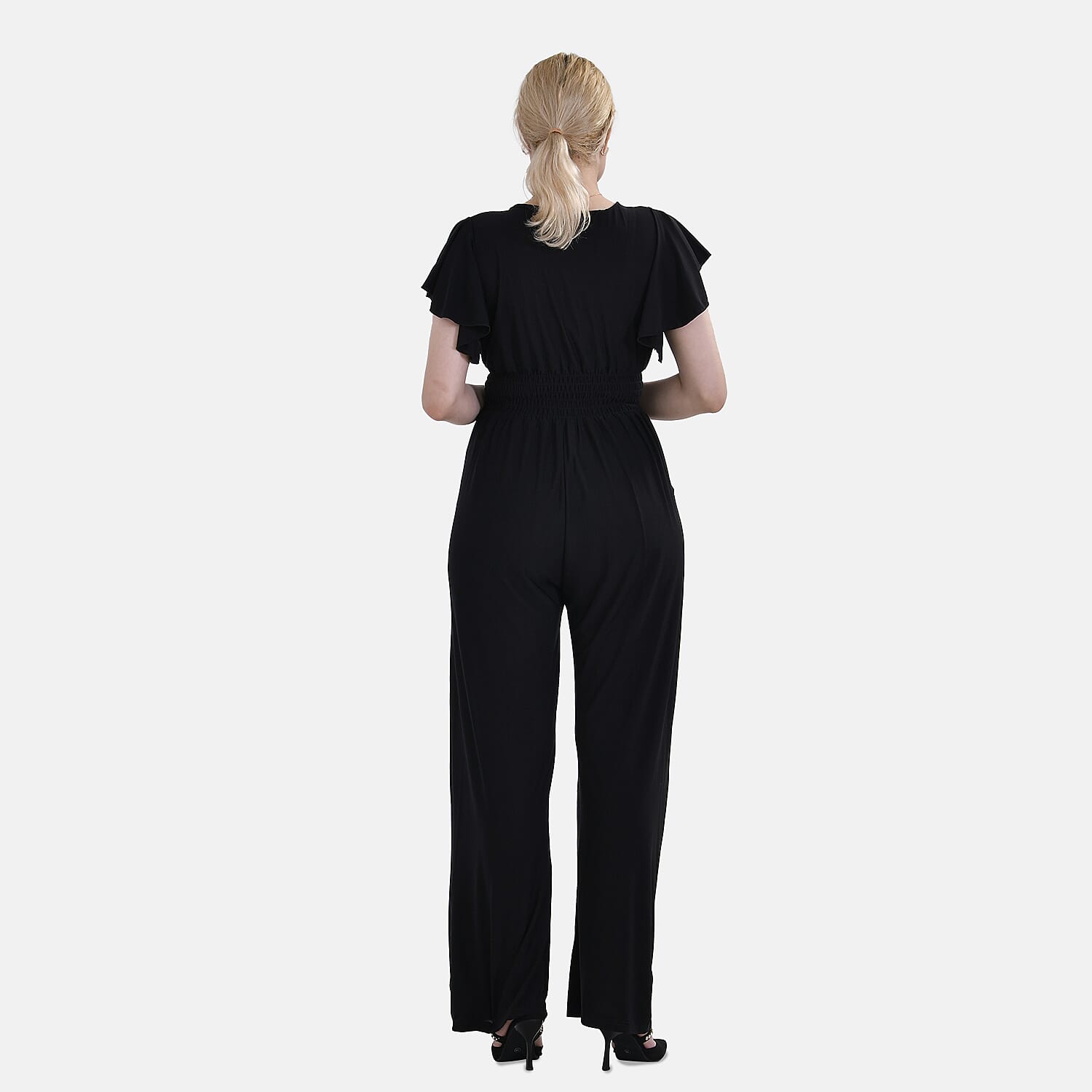 La Marey Polyester Patterned Jumpsuit (Size 141x1 cm) - Black & Black