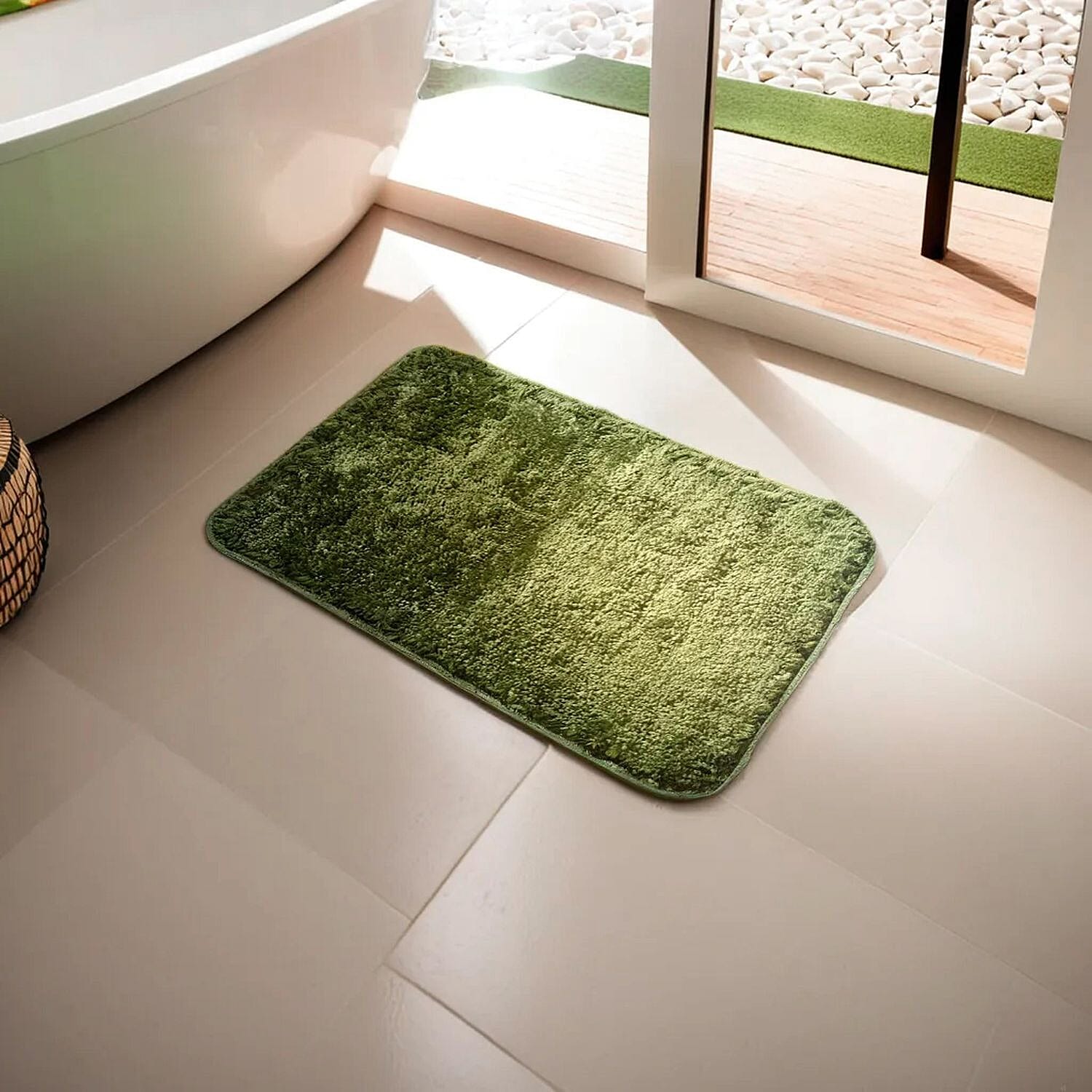 Set of 2 Microbath Mat with TPR Back (Size 40x60 cm) - Green