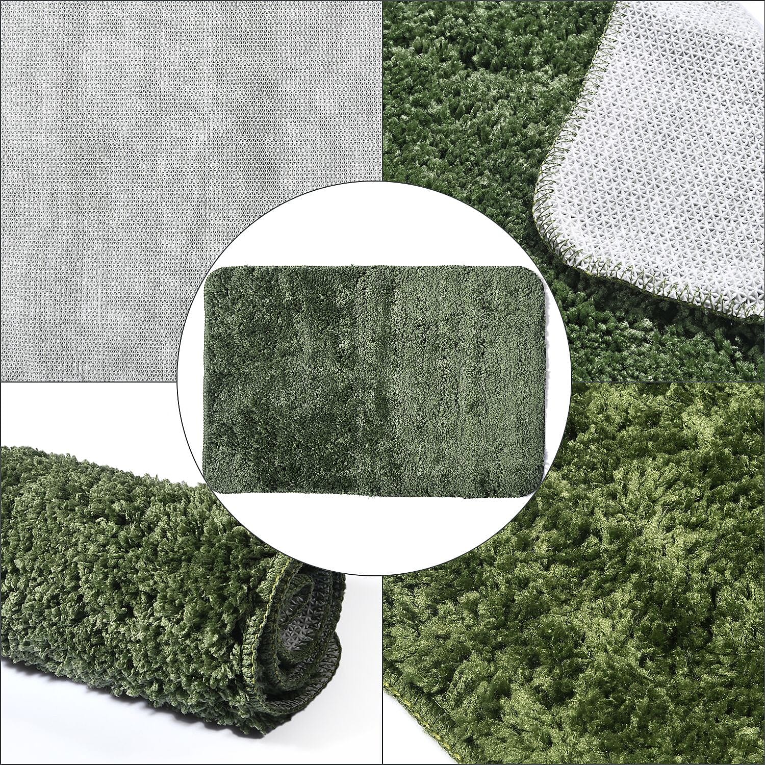 Set of 2 Microbath Mat with TPR Back (Size 40x60 cm) - Green