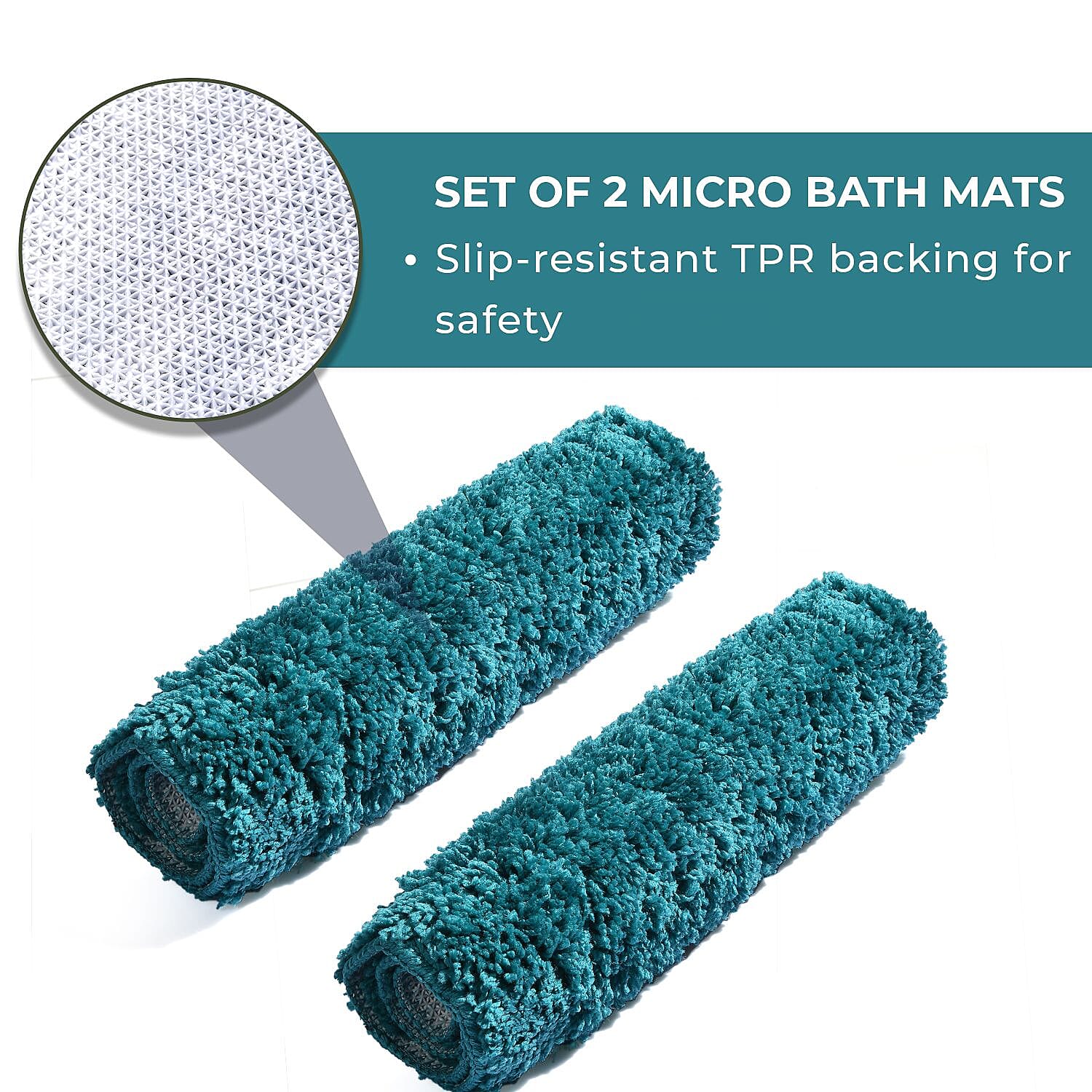 Set of 2 Luxury Microbath Mat with TPR Back - 1400 GSM  (Size 40x60 cm) - Cobalt Blue