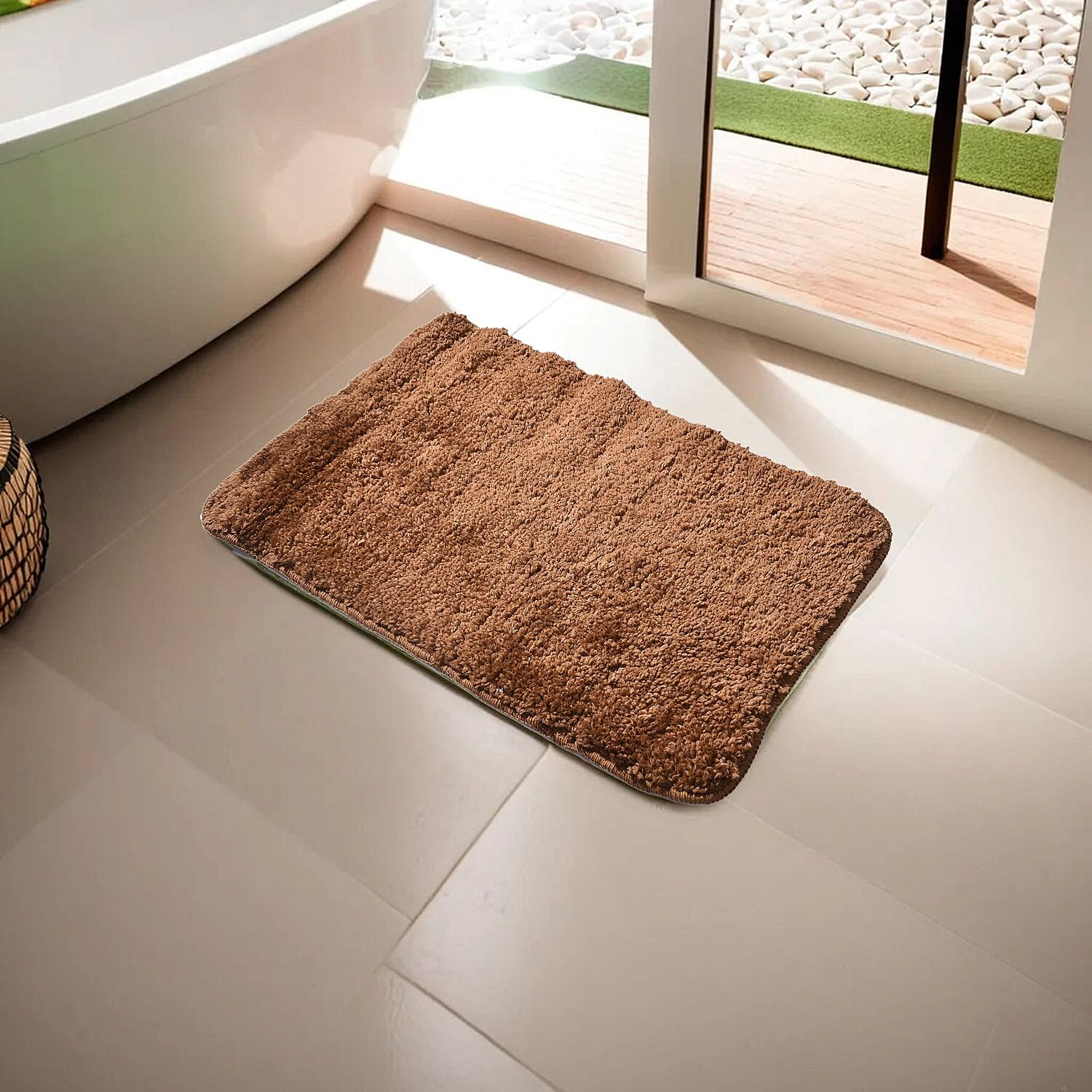 Set of 2 Luxury Microbath Mat with TPR Back - 1400 GSM  (Size 40x60 cm) - Brown