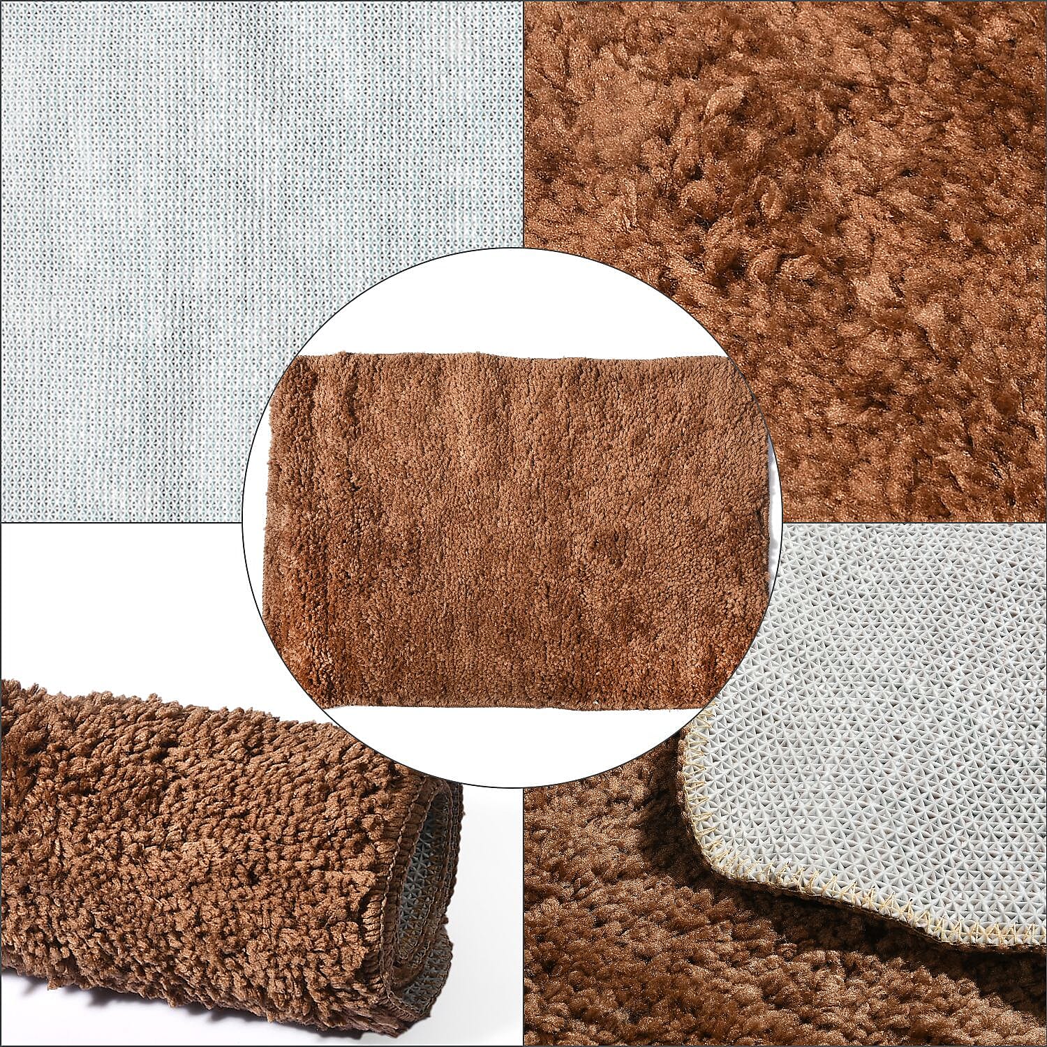 Set of 2 Luxury Microbath Mat with TPR Back - 1400 GSM  (Size 40x60 cm) - Brown