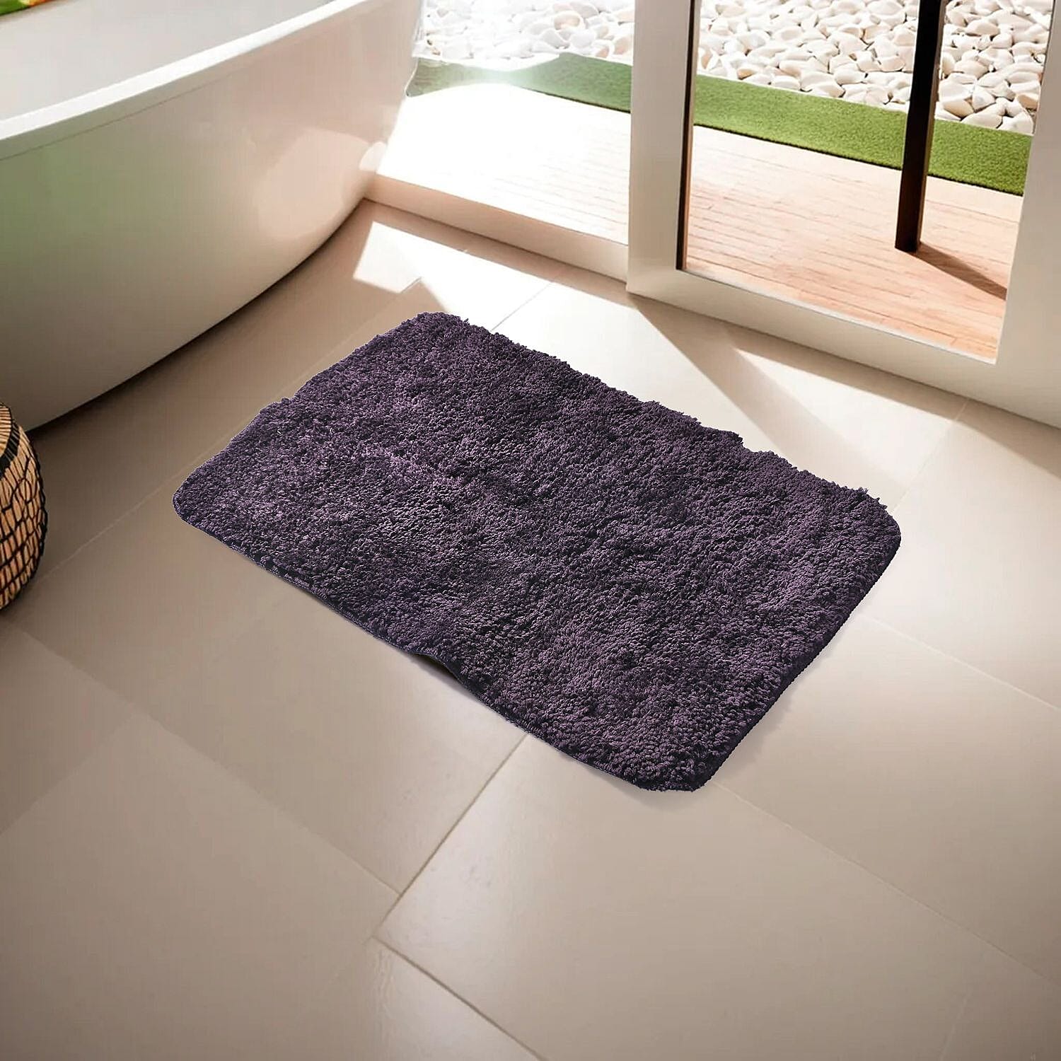 Set of 2 Luxury Microbath Mat with TPR Back - 1400 GSM  (Size 40x60 cm) -  Black