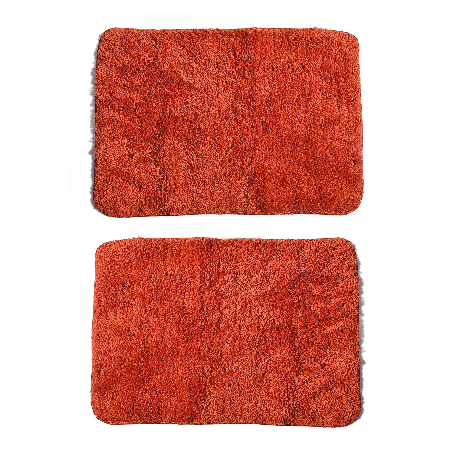 Set of 2 Bath Mat with TPR Back (Size 40x60 cm) - Orange