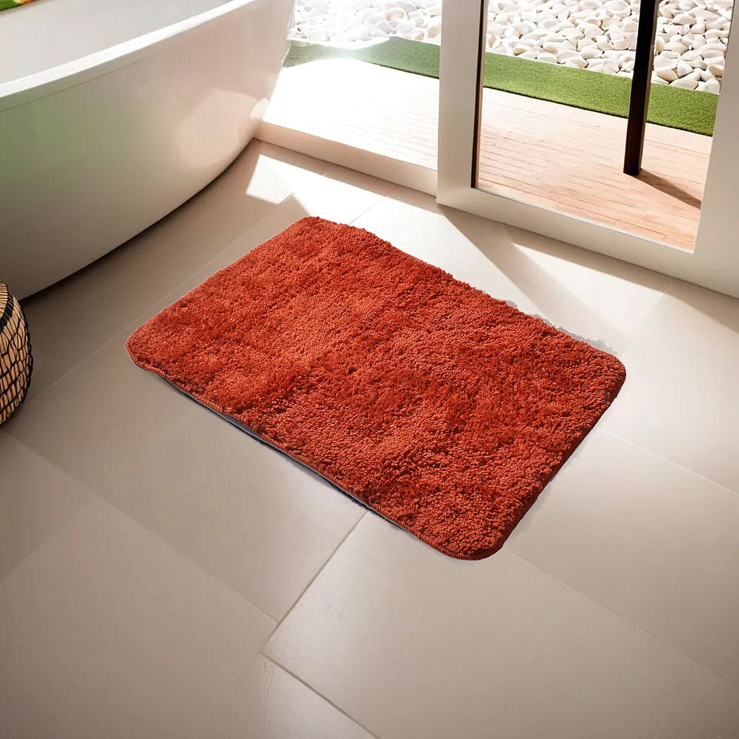Set of 2 Bath Mat with TPR Back (Size 40x60 cm) - Orange