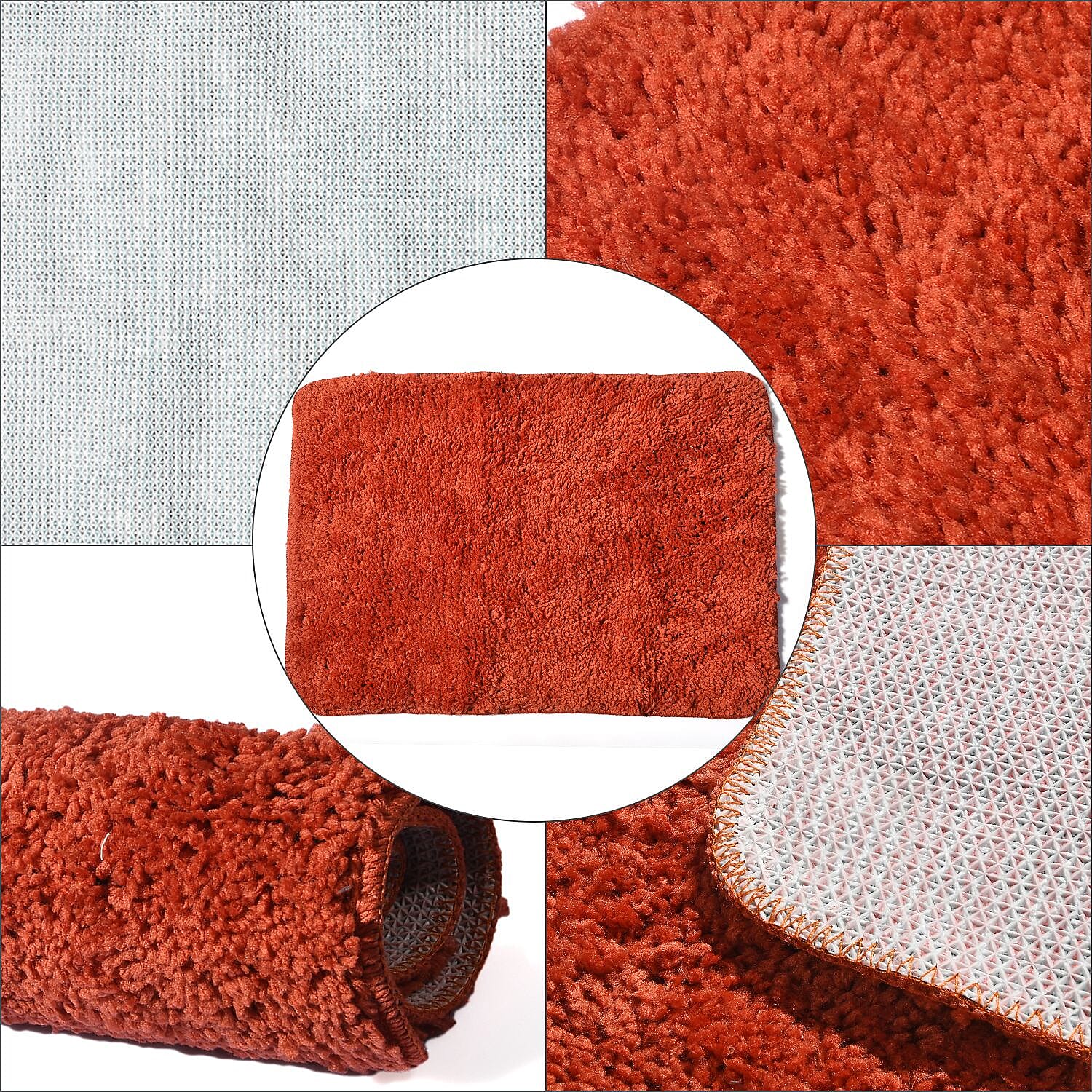 Set of 2 Bath Mat with TPR Back (Size 40x60 cm) - Orange