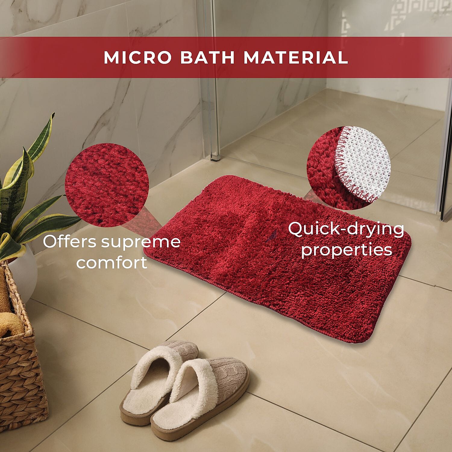 Polyester Printed Rug and Door Mat (Size 40x1 cm) - Burgundy & Multicolor