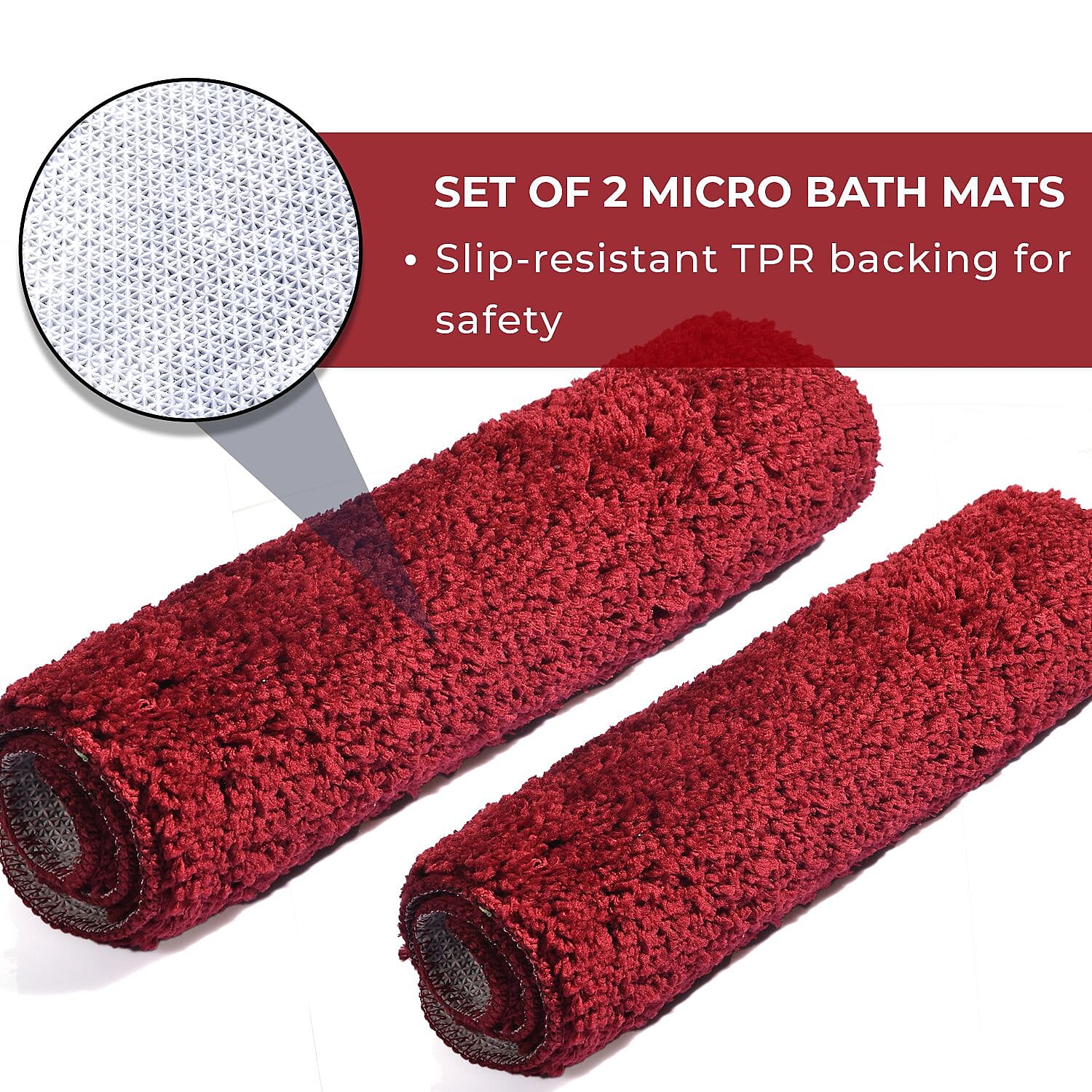 Polyester Printed Rug and Door Mat (Size 40x1 cm) - Burgundy & Multicolor