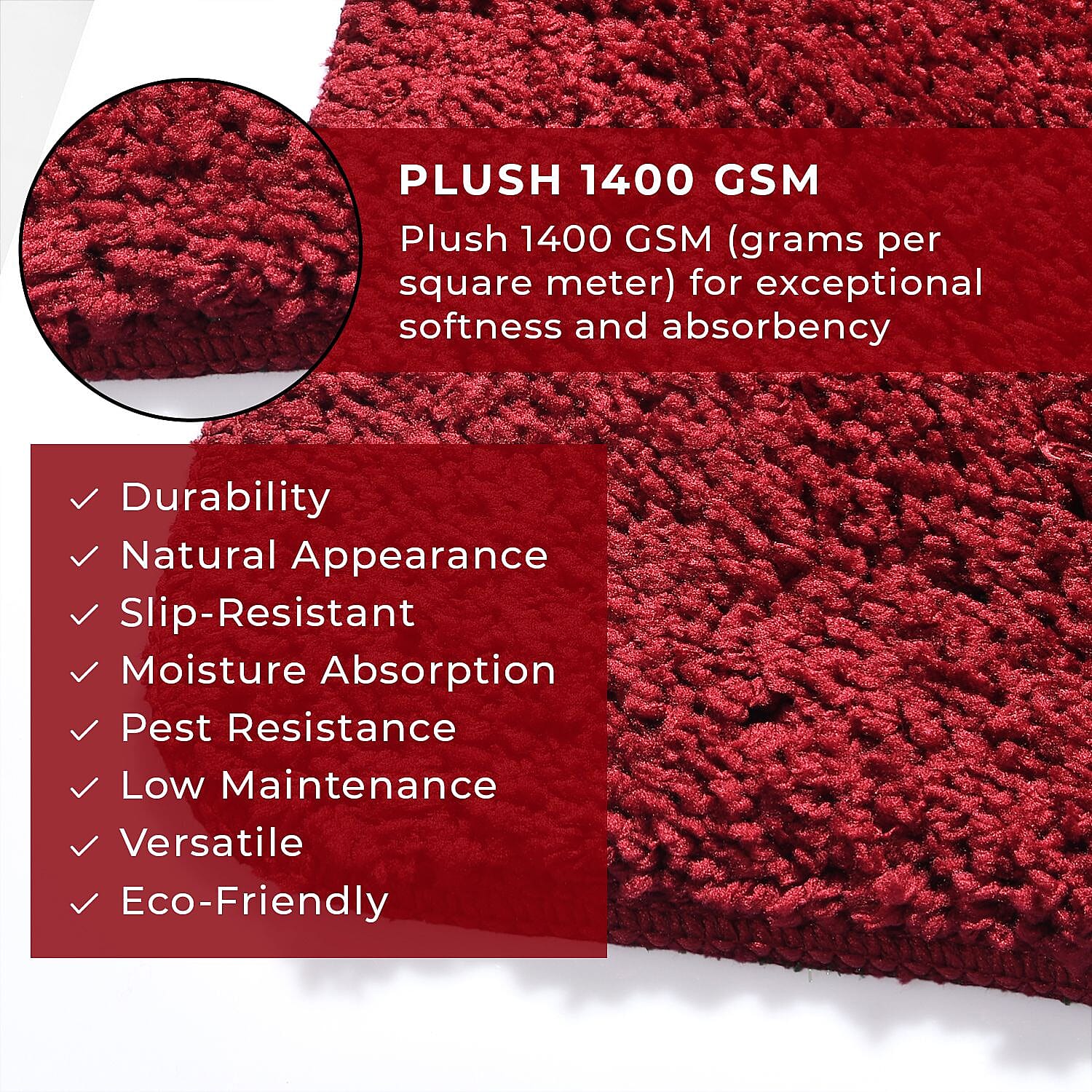 Polyester Printed Rug and Door Mat (Size 40x1 cm) - Burgundy & Multicolor