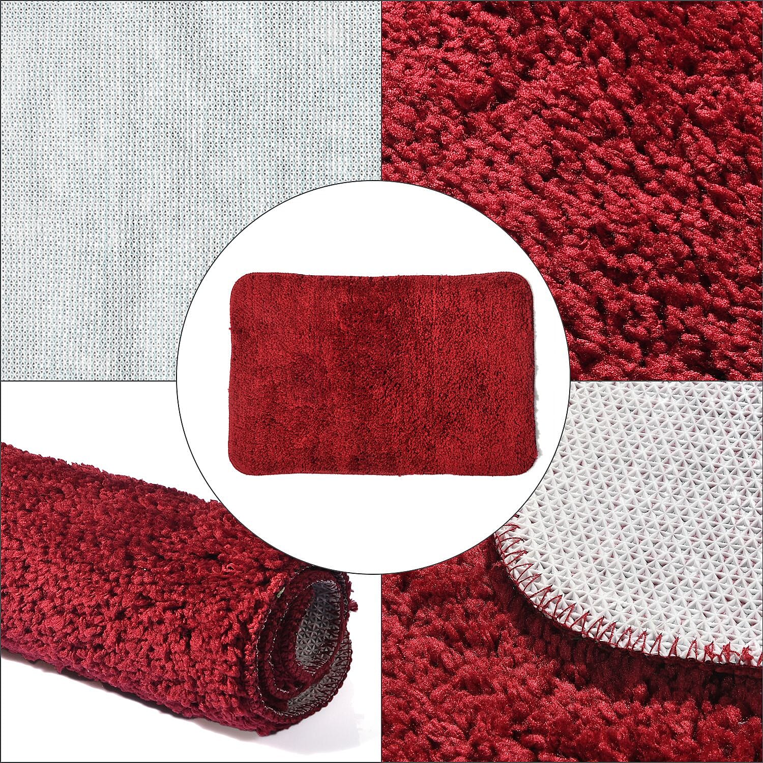 Polyester Printed Rug and Door Mat (Size 40x1 cm) - Burgundy & Multicolor