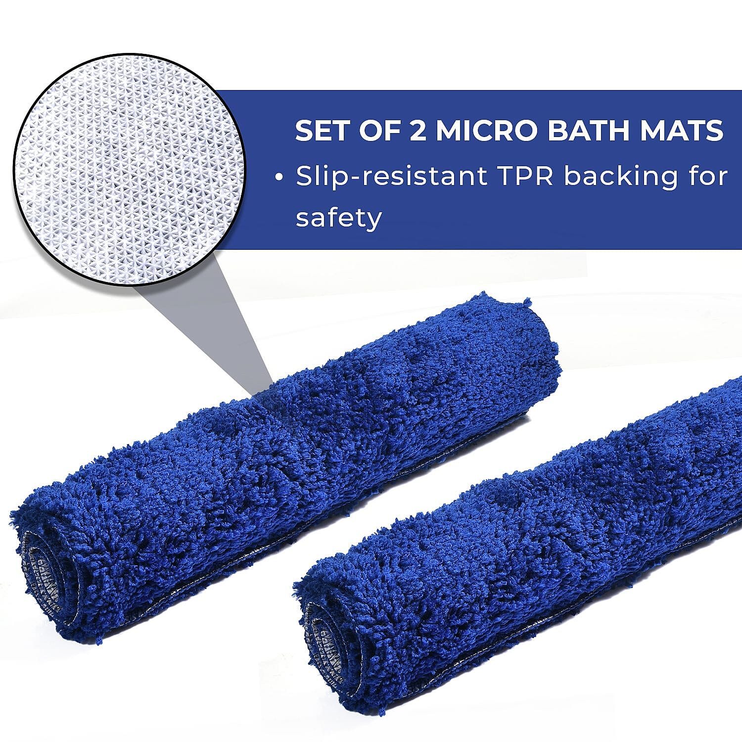 Polyester Printed Rug and Door Mat (Size 40x1 cm) - Royal Blue & Multicolor