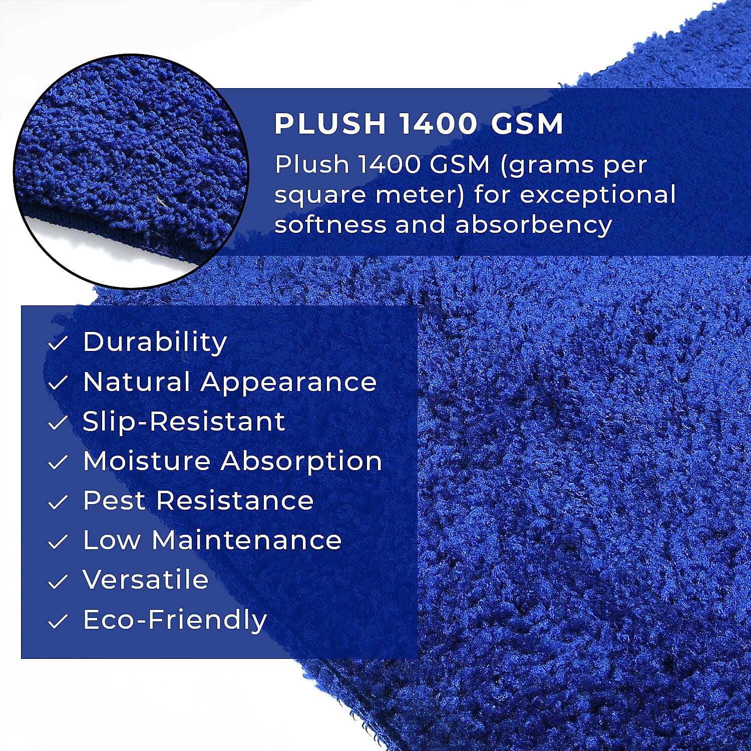 Polyester Printed Rug and Door Mat (Size 40x1 cm) - Royal Blue & Multicolor