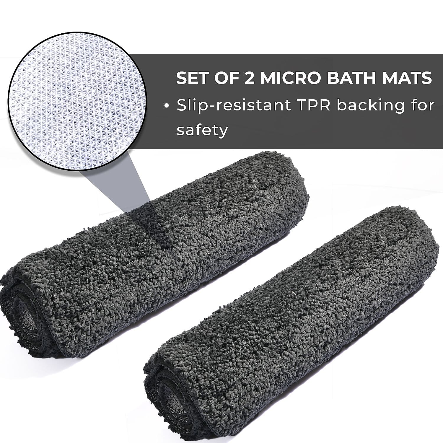 Polyester Printed Rug and Door Mat (Size 40x1 cm) - Grey & Multicolor