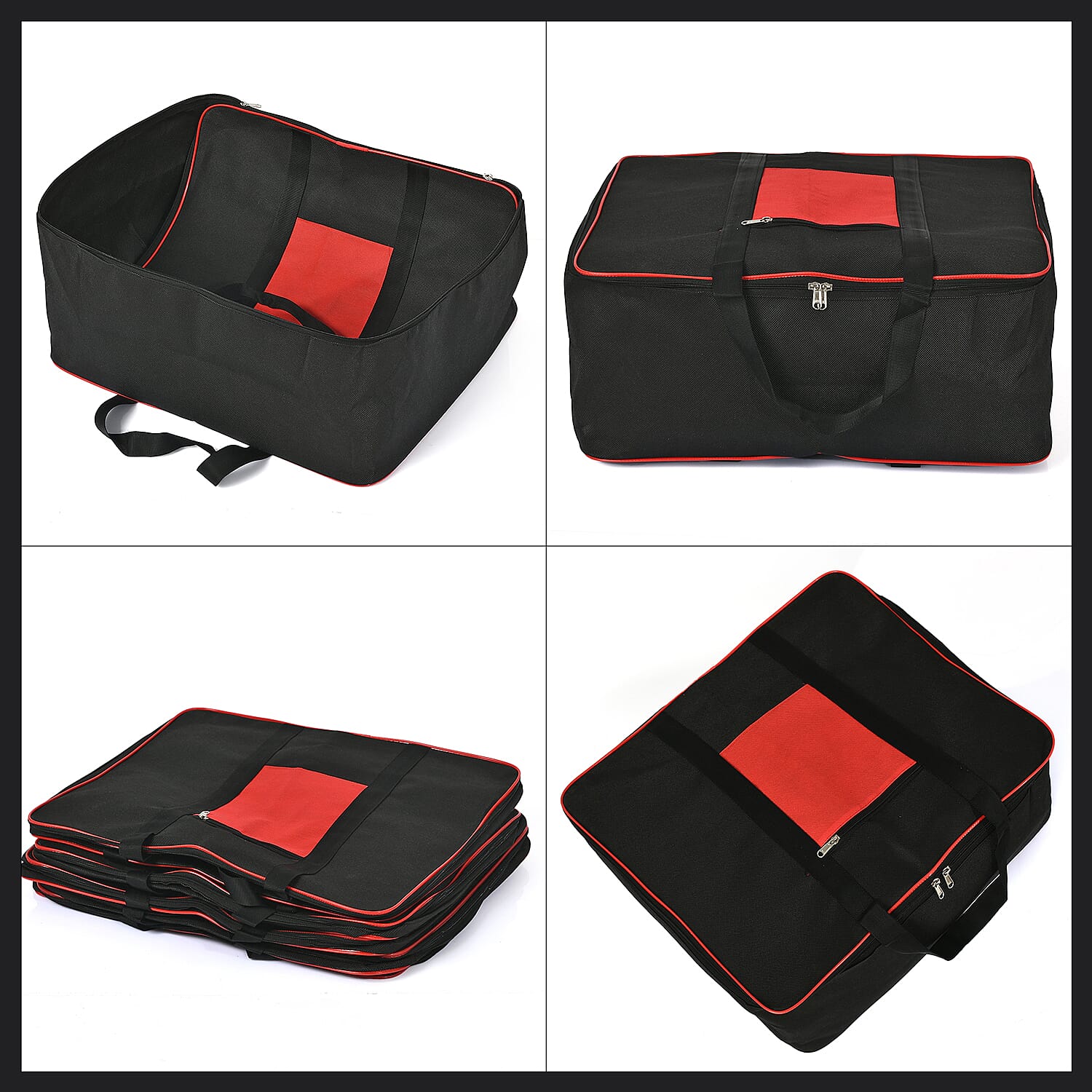 Set of 5 Non-Woven Fabric Storage Bag With Front Pocket - Black