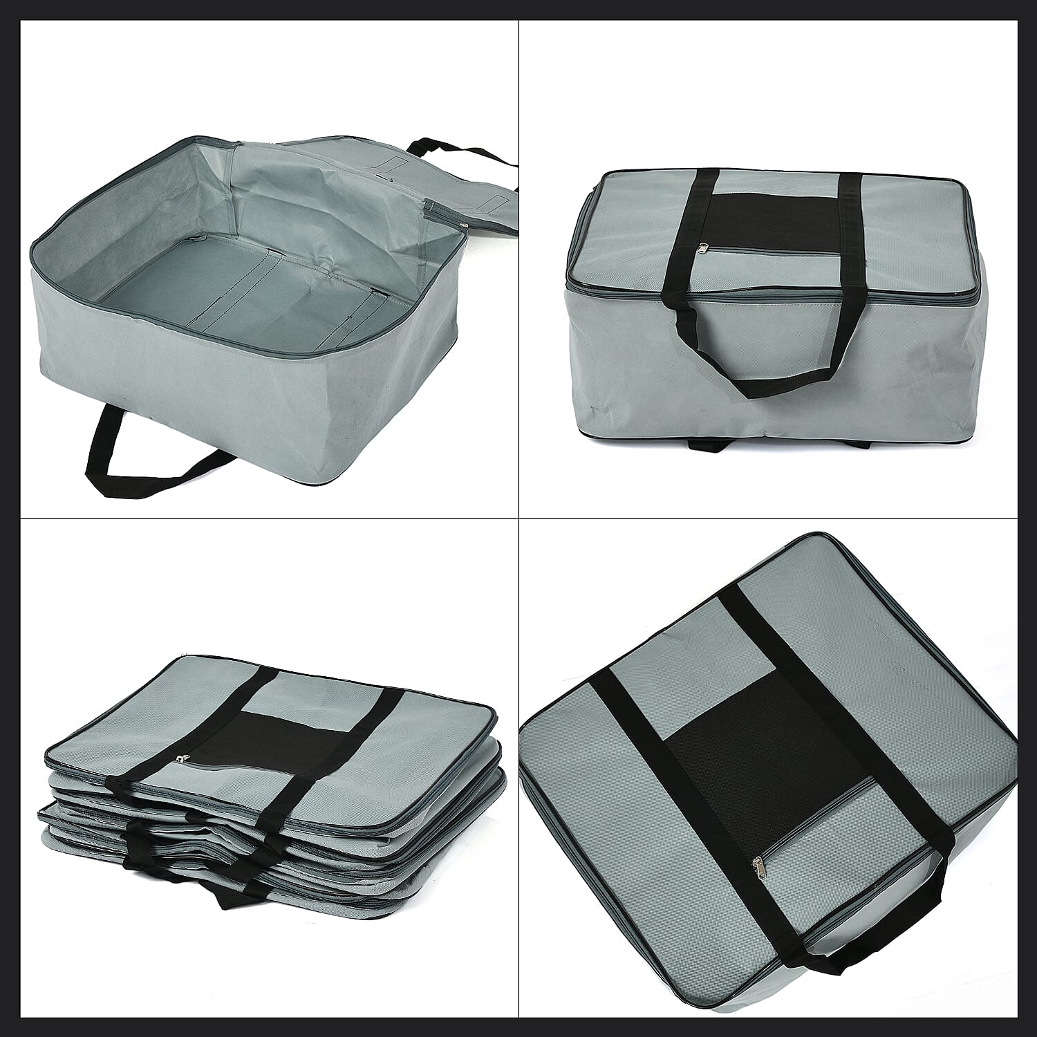 Set of 5 Non-Woven Fabric Storage Bag With Front Pocket - Grey