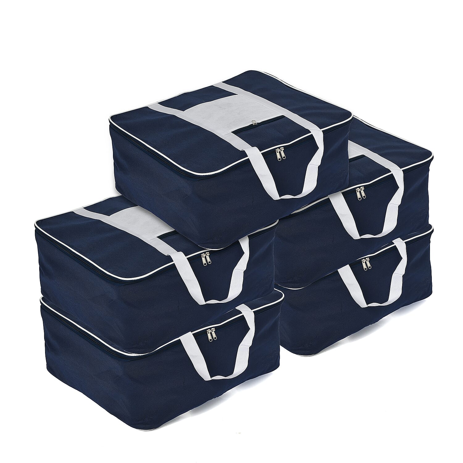 Set of 5 Non-Woven Storage Bag with Front Pocket - Navy