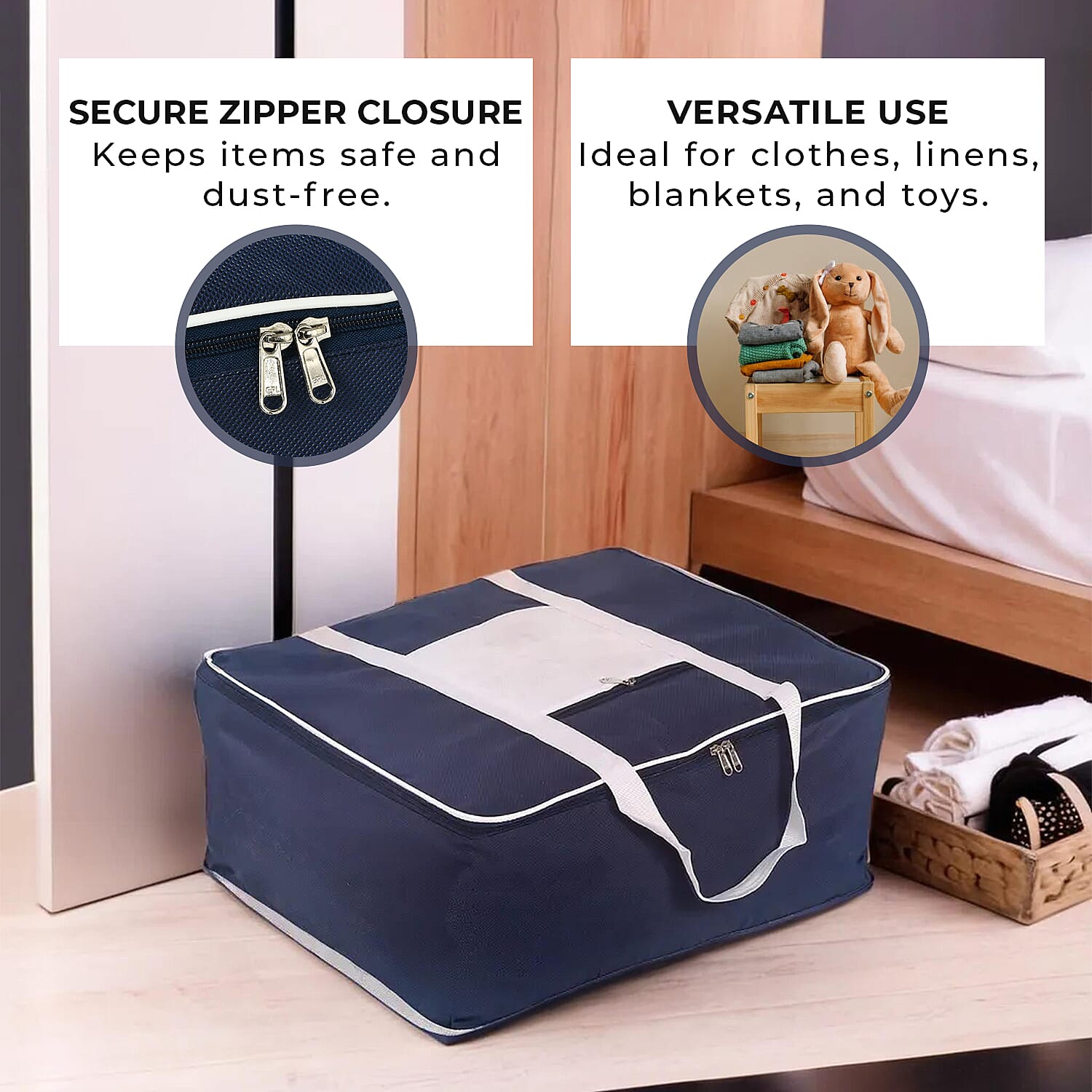 Set of 5 Non-Woven Storage Bag with Front Pocket - Navy