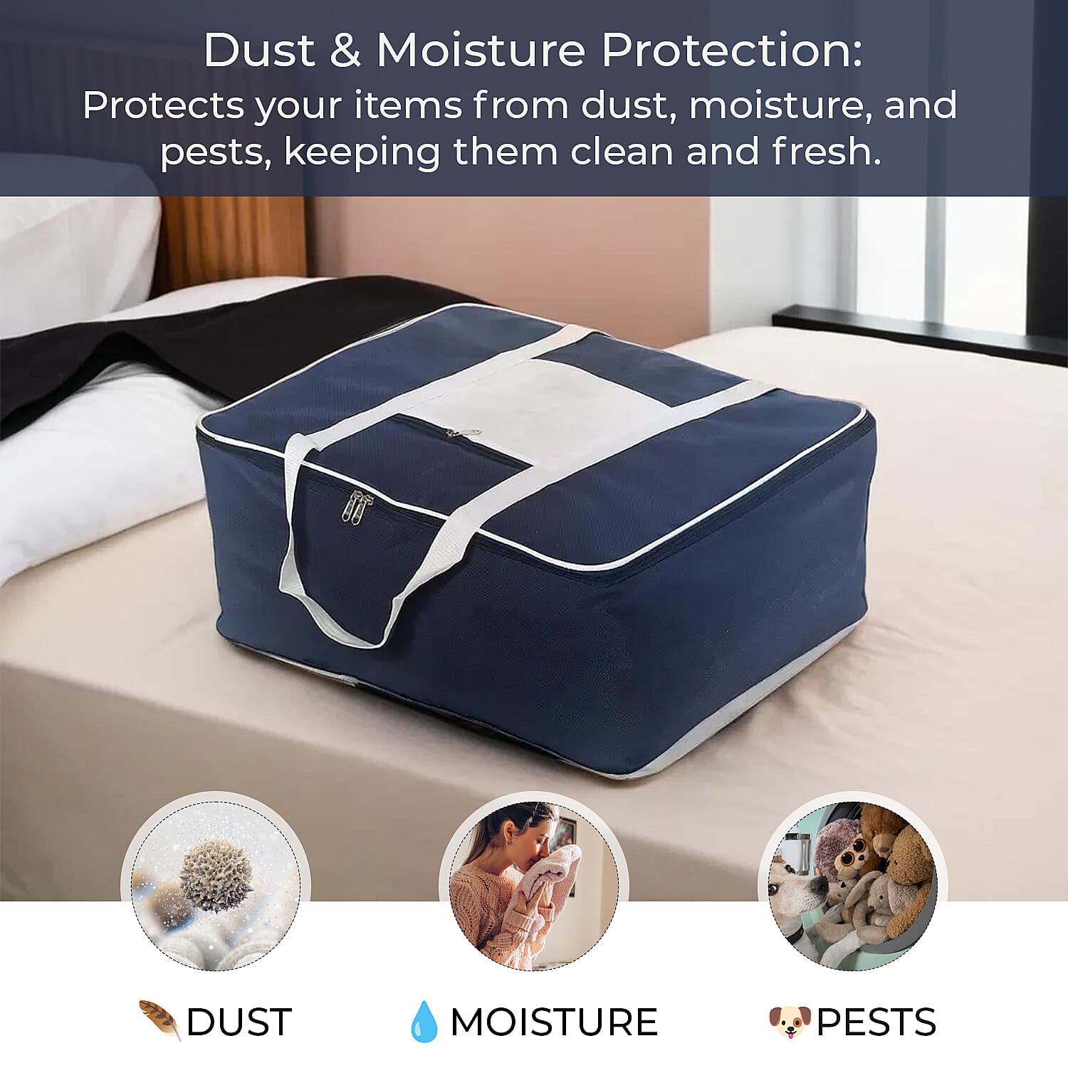 Set of 5 Non-Woven Storage Bag with Front Pocket - Navy