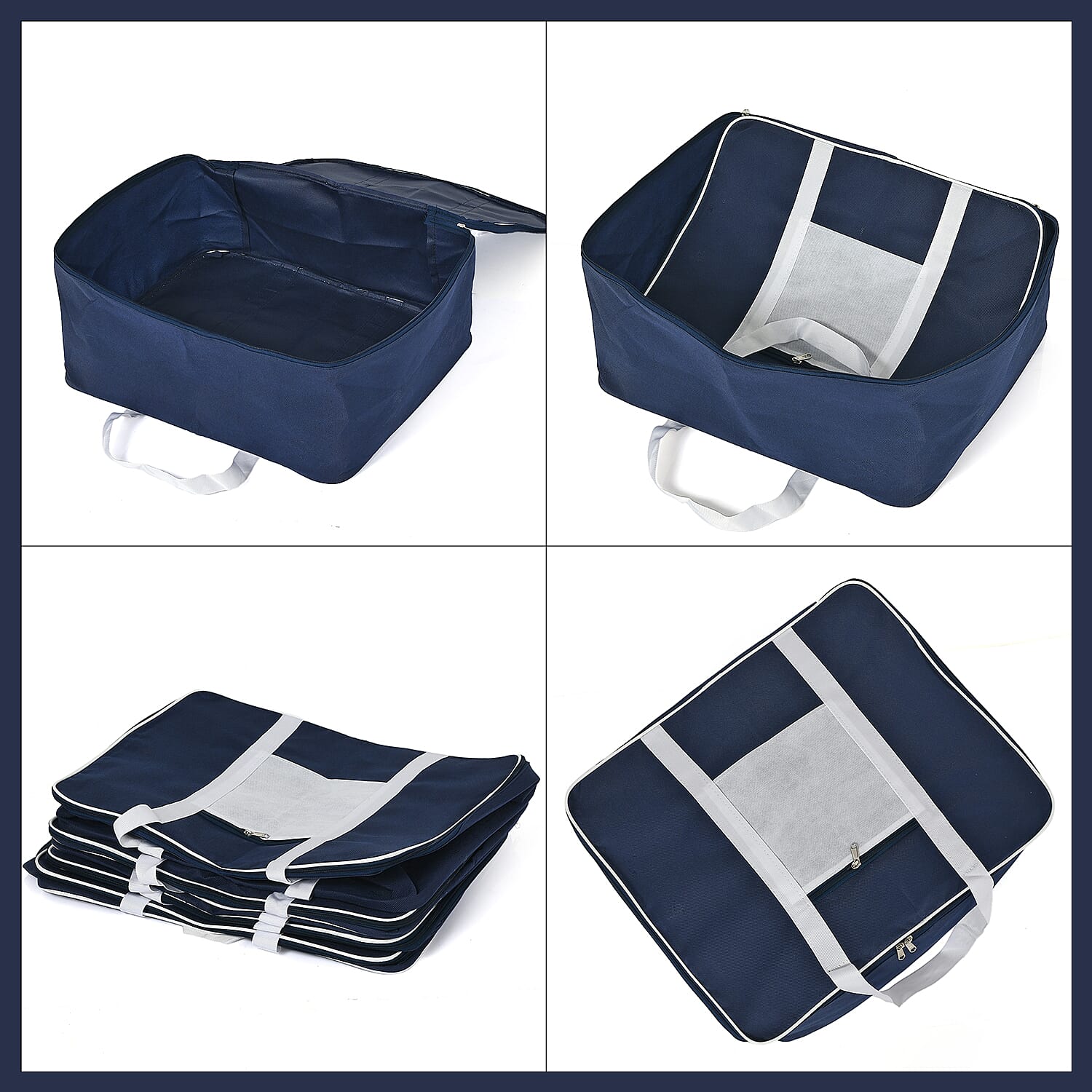 Set of 5 Non-Woven Storage Bag with Front Pocket - Navy