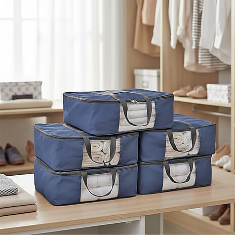 Set of 5 Non-Woven Fabric Storage Bags - Navy