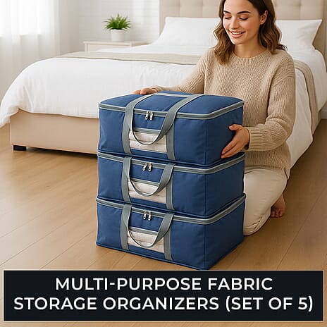 Set of 5 Non-Woven Fabric Storage Bags - Navy