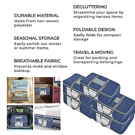 Set of 5 Non-Woven Fabric Storage Bags - Navy