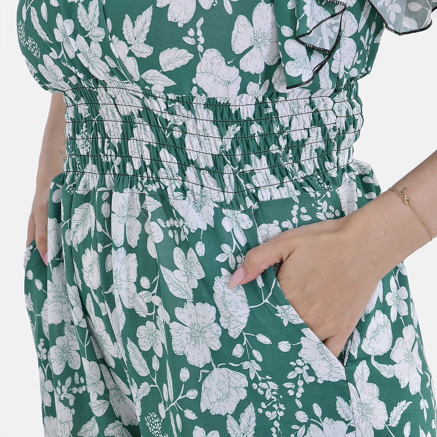 La Marey Smocked Waist Stretch Jersey Jumpsuit La Marey Smocked Waist Stretch Jersey Jumpsuit