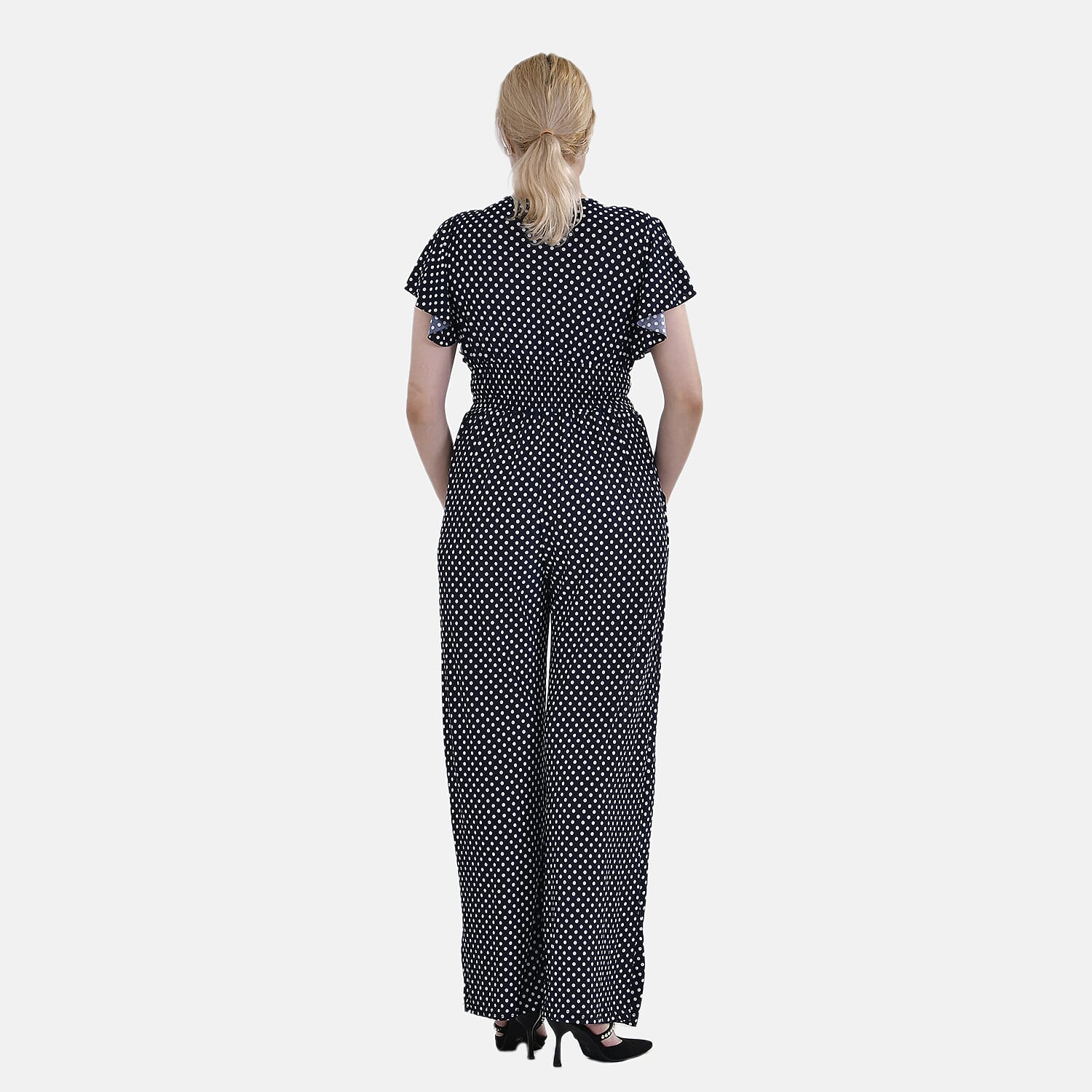 La Marey Polyester Flower Jumpsuit (Size S-M 12 to 14 ) - Navy