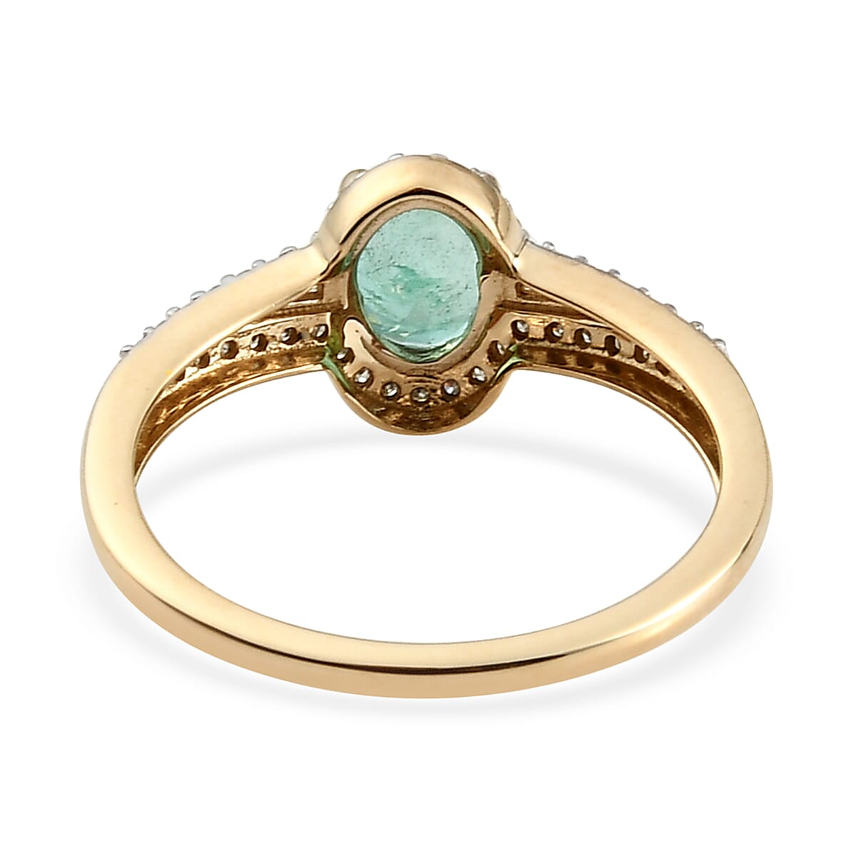 9K Yellow Gold AAA Boyaca Colombian Emerald and Diamond Ring 1.01 Ct.