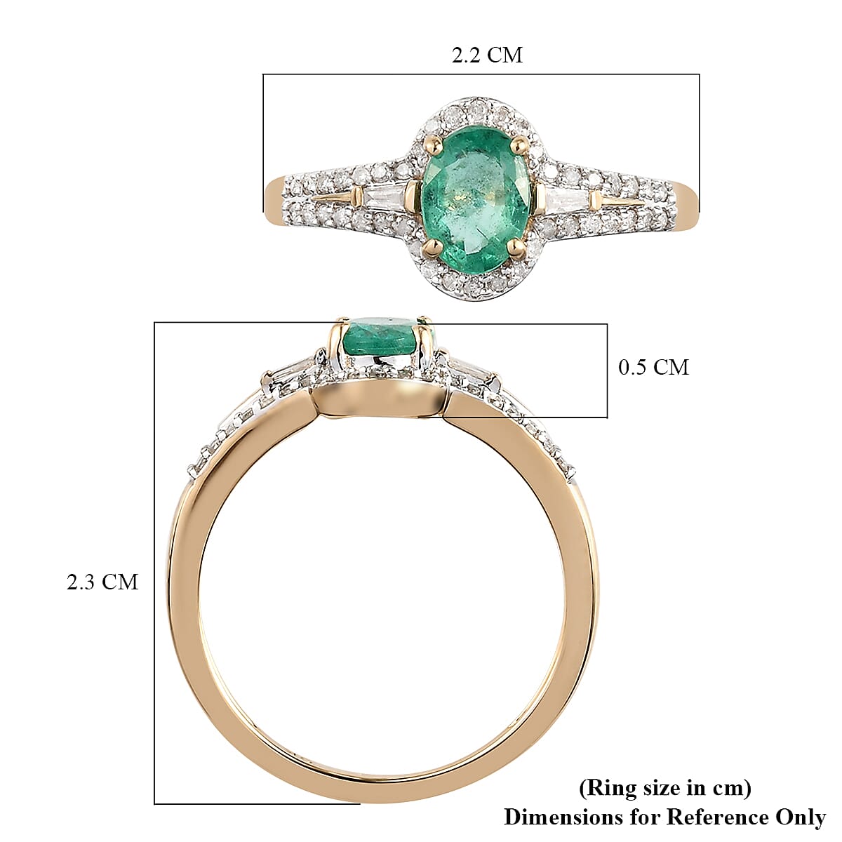 9K Yellow Gold AAA Boyaca Colombian Emerald and Diamond Ring 1.01 Ct.
