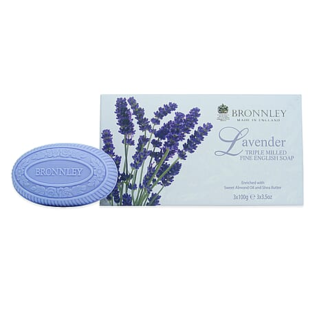 Set of 3 - Bronnley Lavender Soaps Enriched With Sweet Almond Oil & Shea Butter