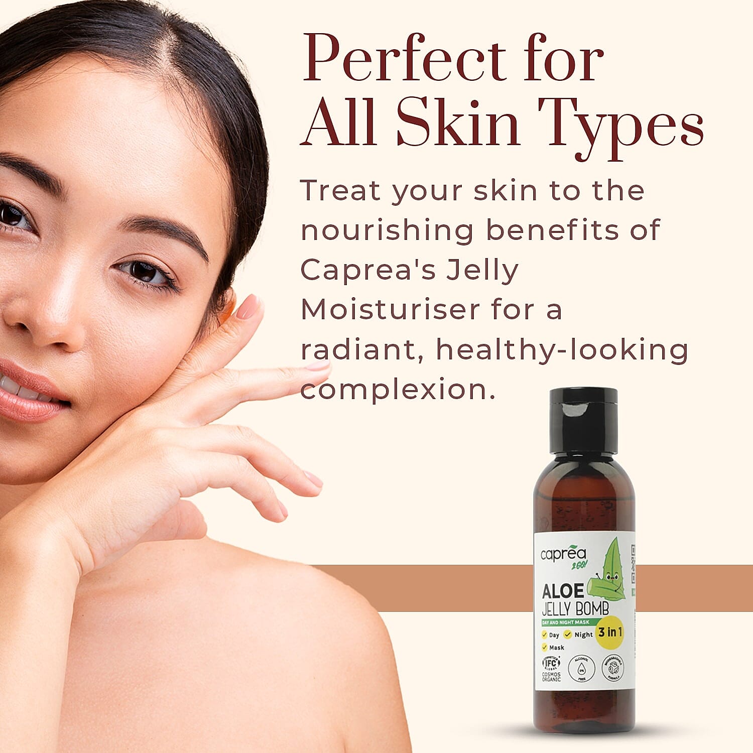 Caprea 3 in 1 Jelly Moisturiser Day & Night Mask - 50ml Caprea 3 in 1 Jelly Moisturiser Day & Night Mask - 50ml