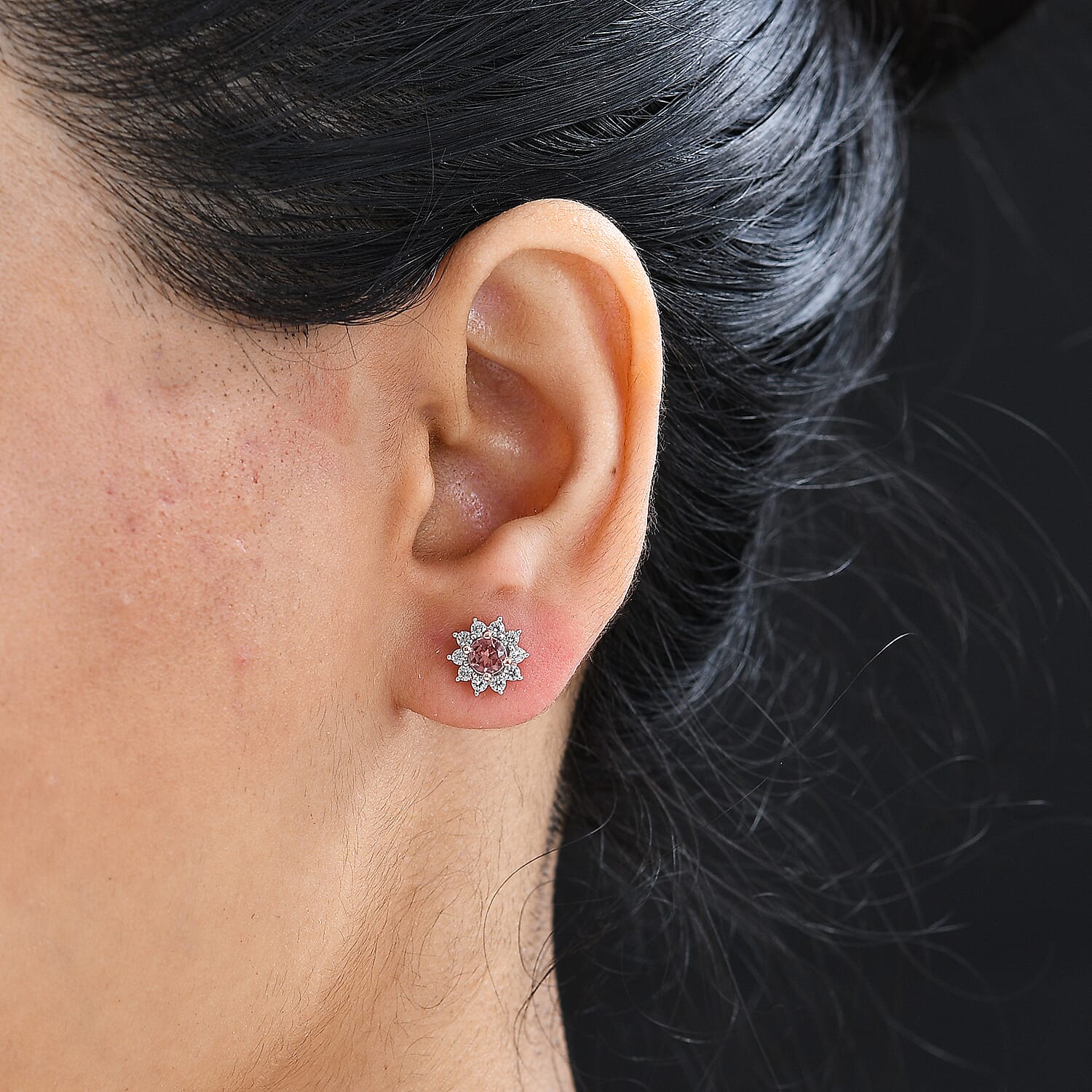 Tanzanian Blush Garnet & Natural Zircon Stud Earrings in 18K RG Vermeil Plated Sterling Silver 1.30 Ct