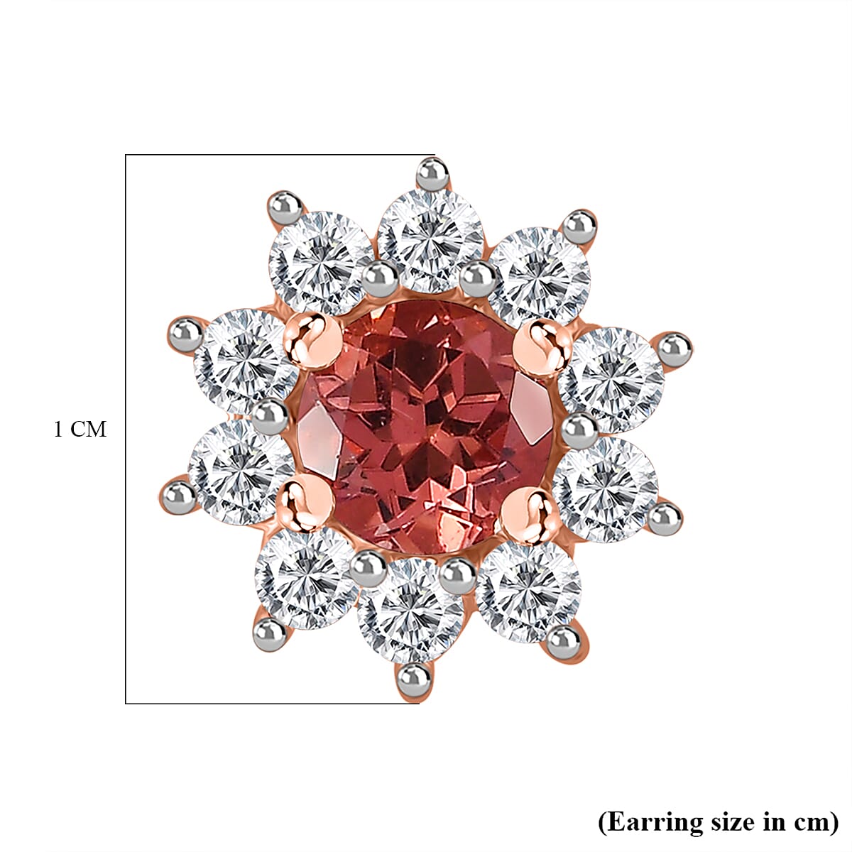 Tanzanian Blush Garnet & Natural Zircon Stud Earrings in 18K RG Vermeil Plated Sterling Silver 1.30 Ct